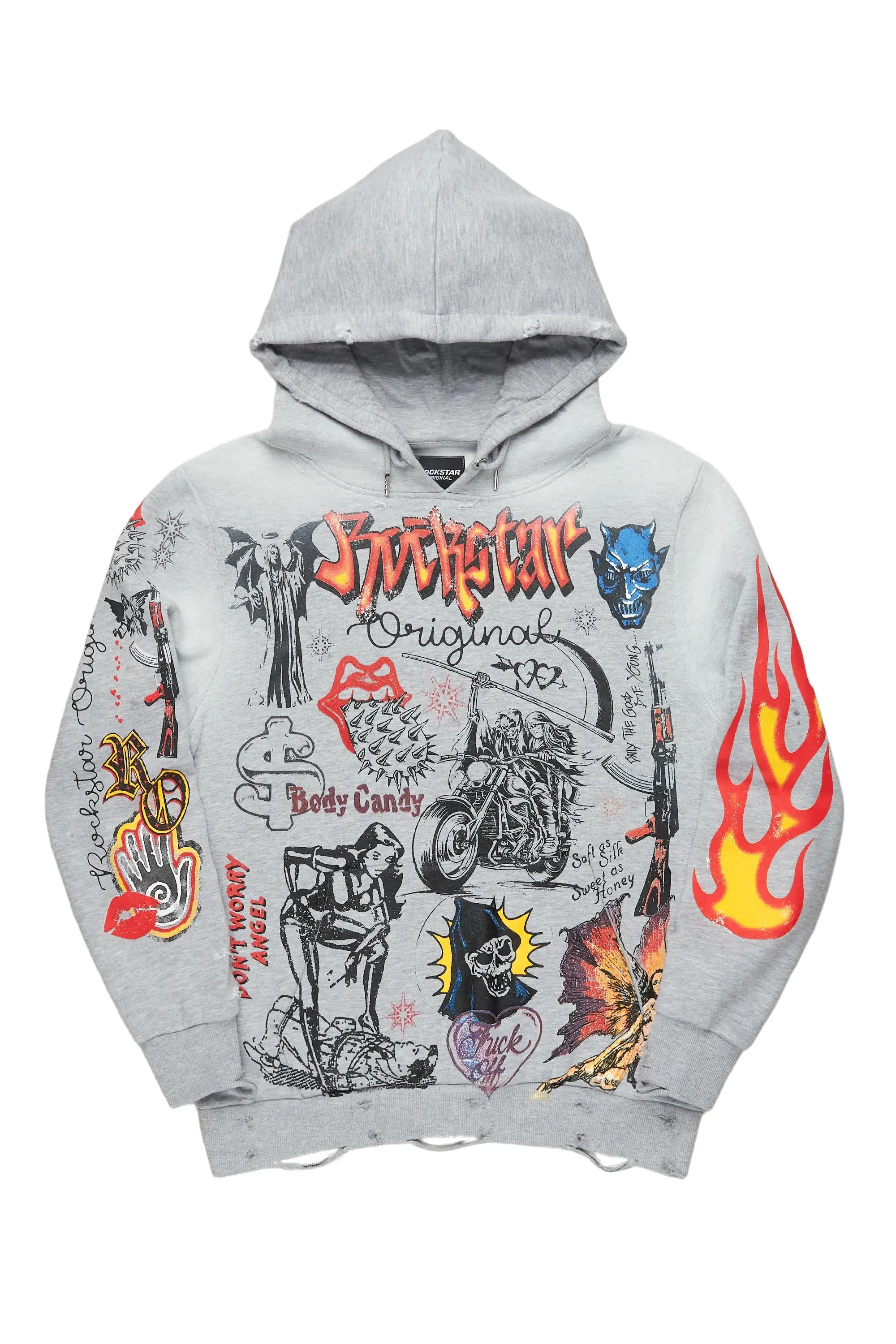 Shoota Heather Grey Distressed Graphic Hoodie sold by Rockstar Original