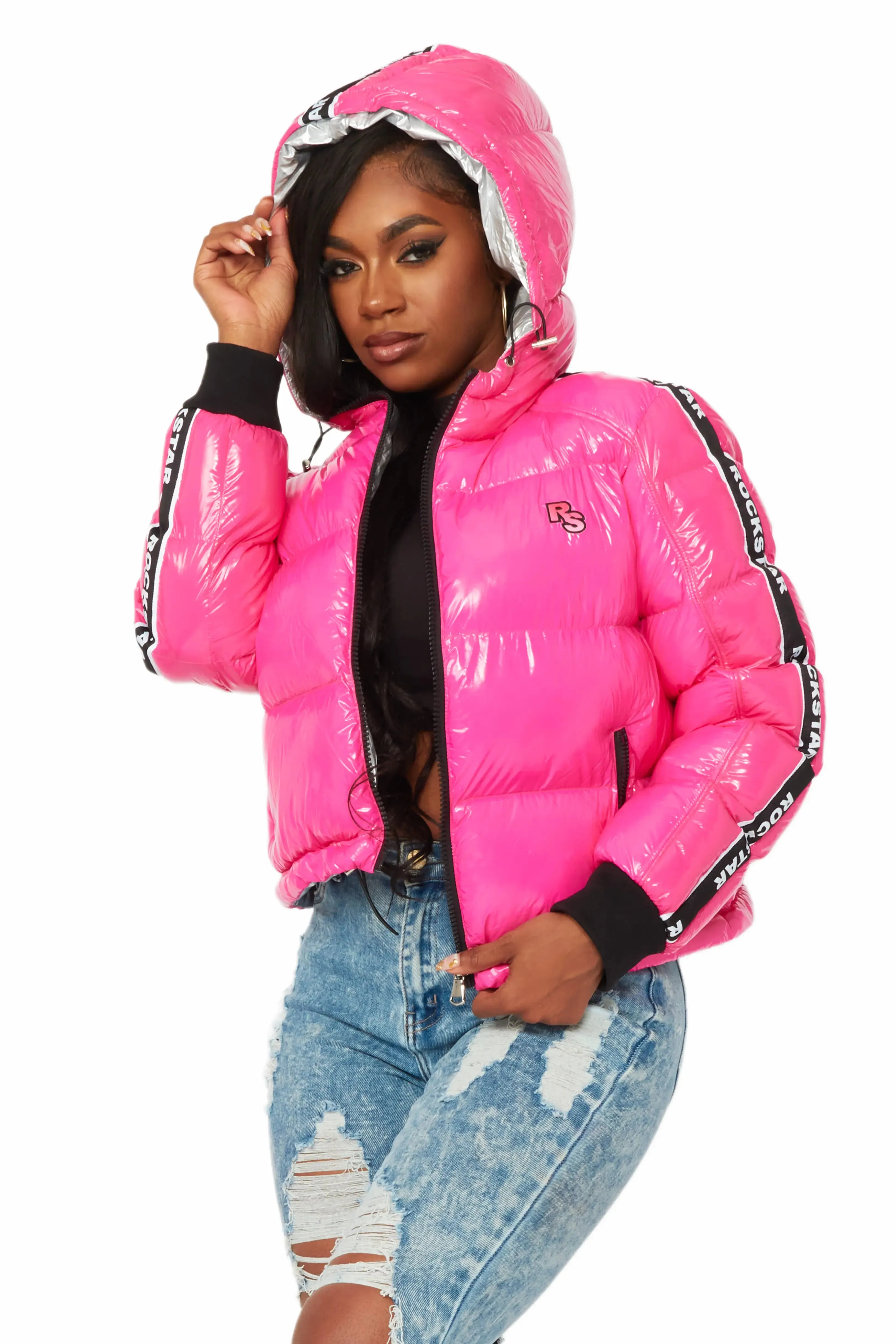 Jackey Hot Pink Puffer Jacket sold by Rockstar Original product image thumbnail 3