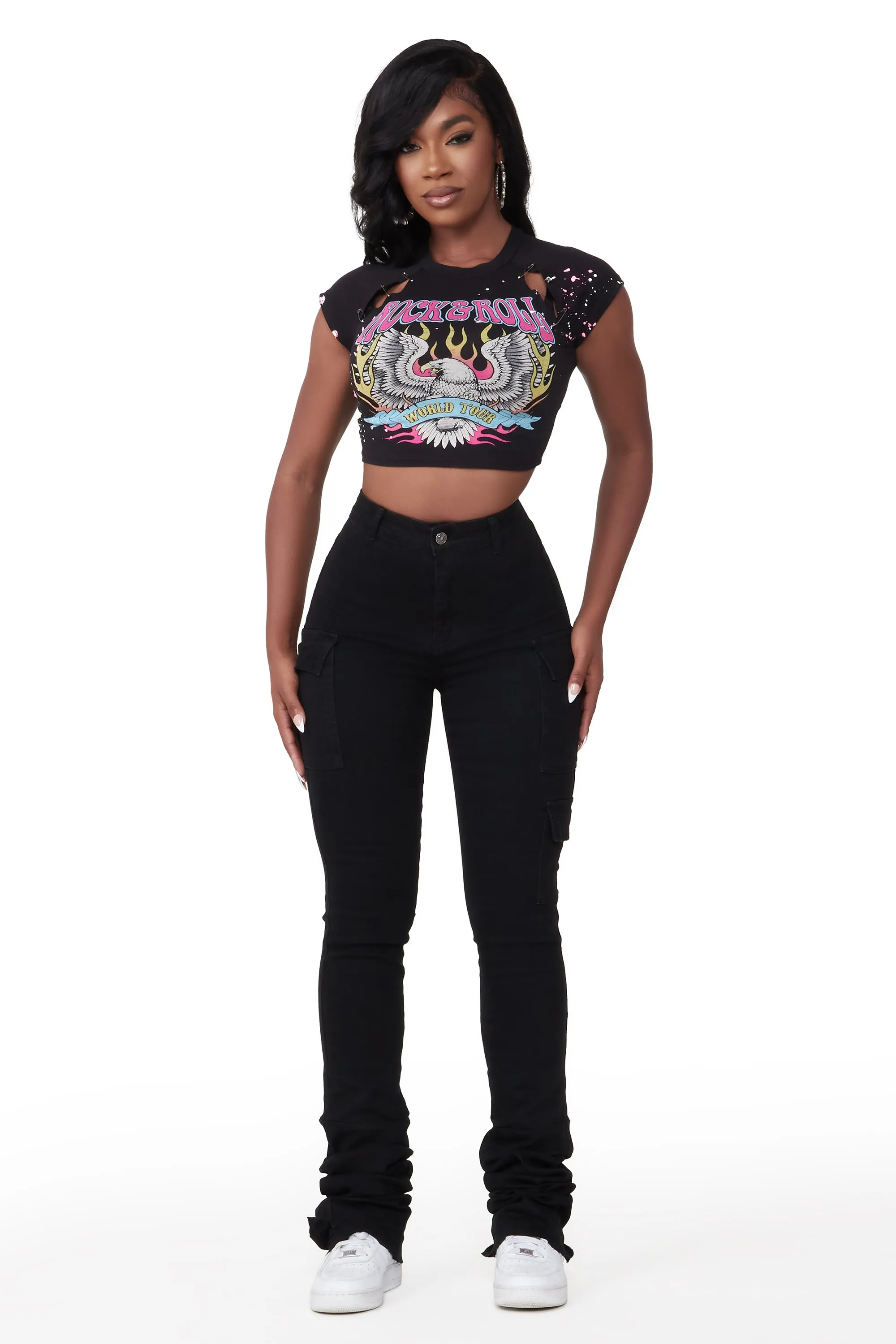 Vixen Black Cargo Super Stacked Jean sold by Rockstar Original product image thumbnail 4