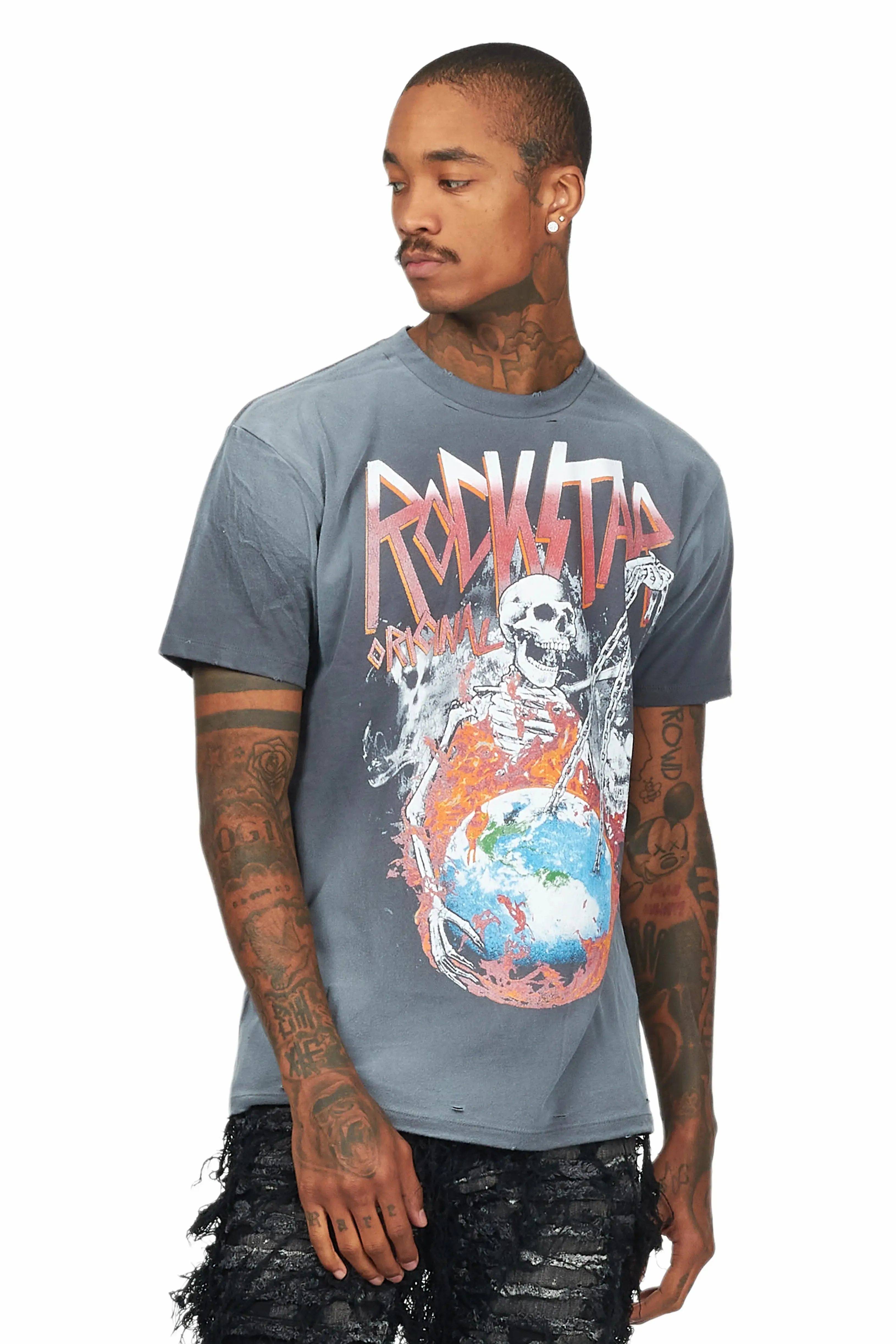 Barrett Charcoal Printed T-Shirt sold by Rockstar Original product image thumbnail 3