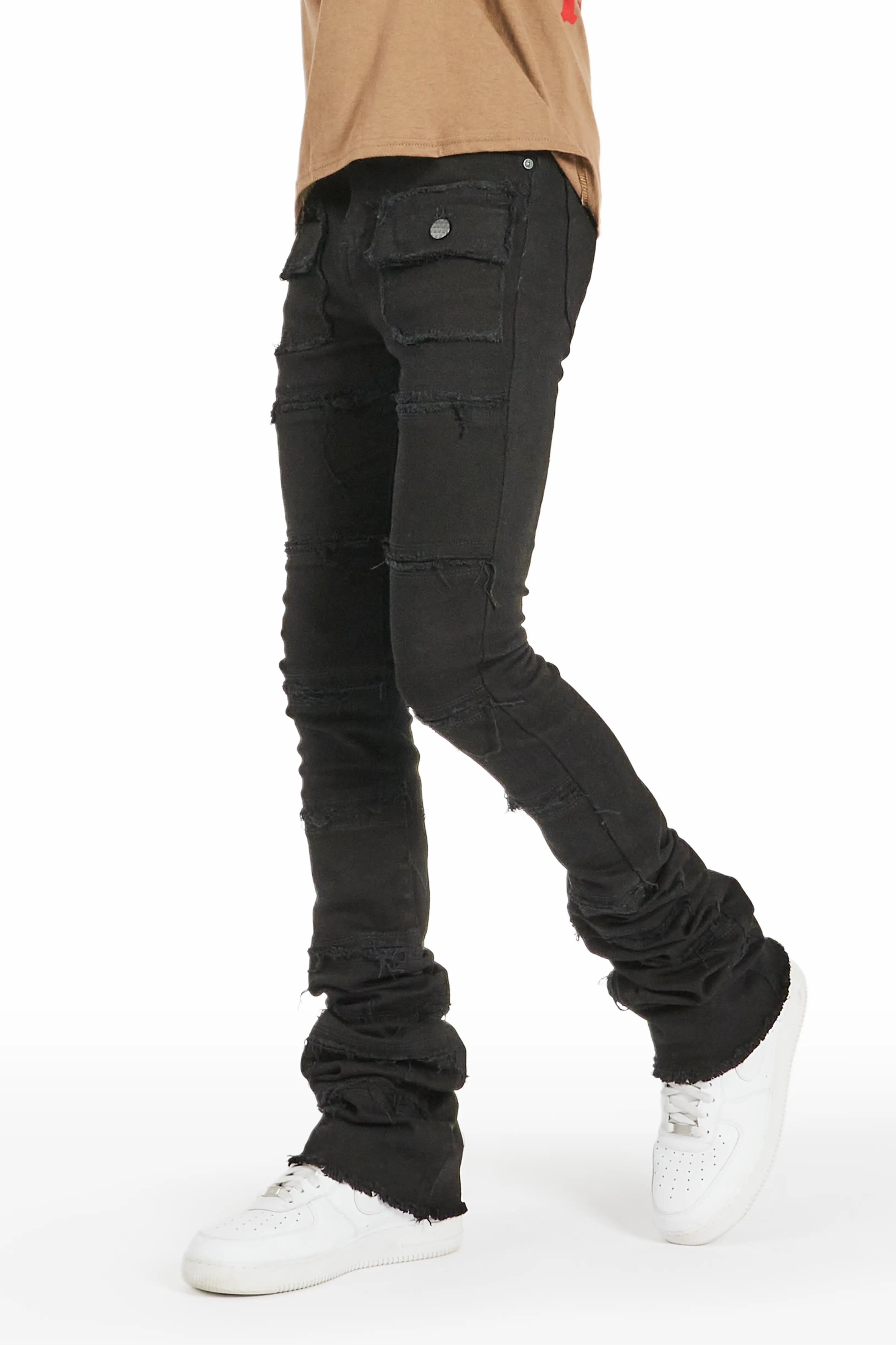 Zevon Black Super Stacked Flare Jean sold by Rockstar Original