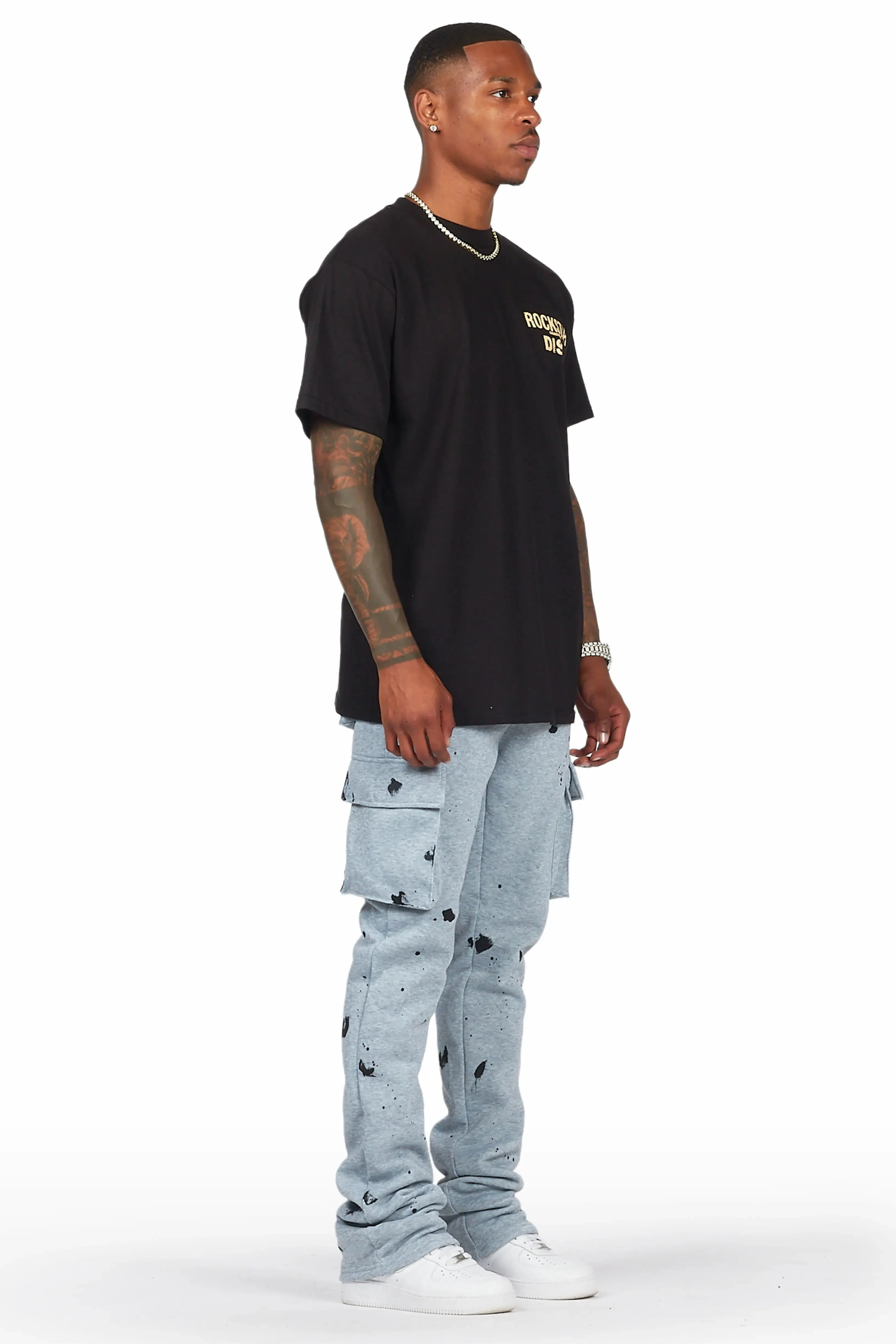 Radko Heather Grey Stacked Flare Cargo Pants sold by Rockstar Original product image thumbnail 4