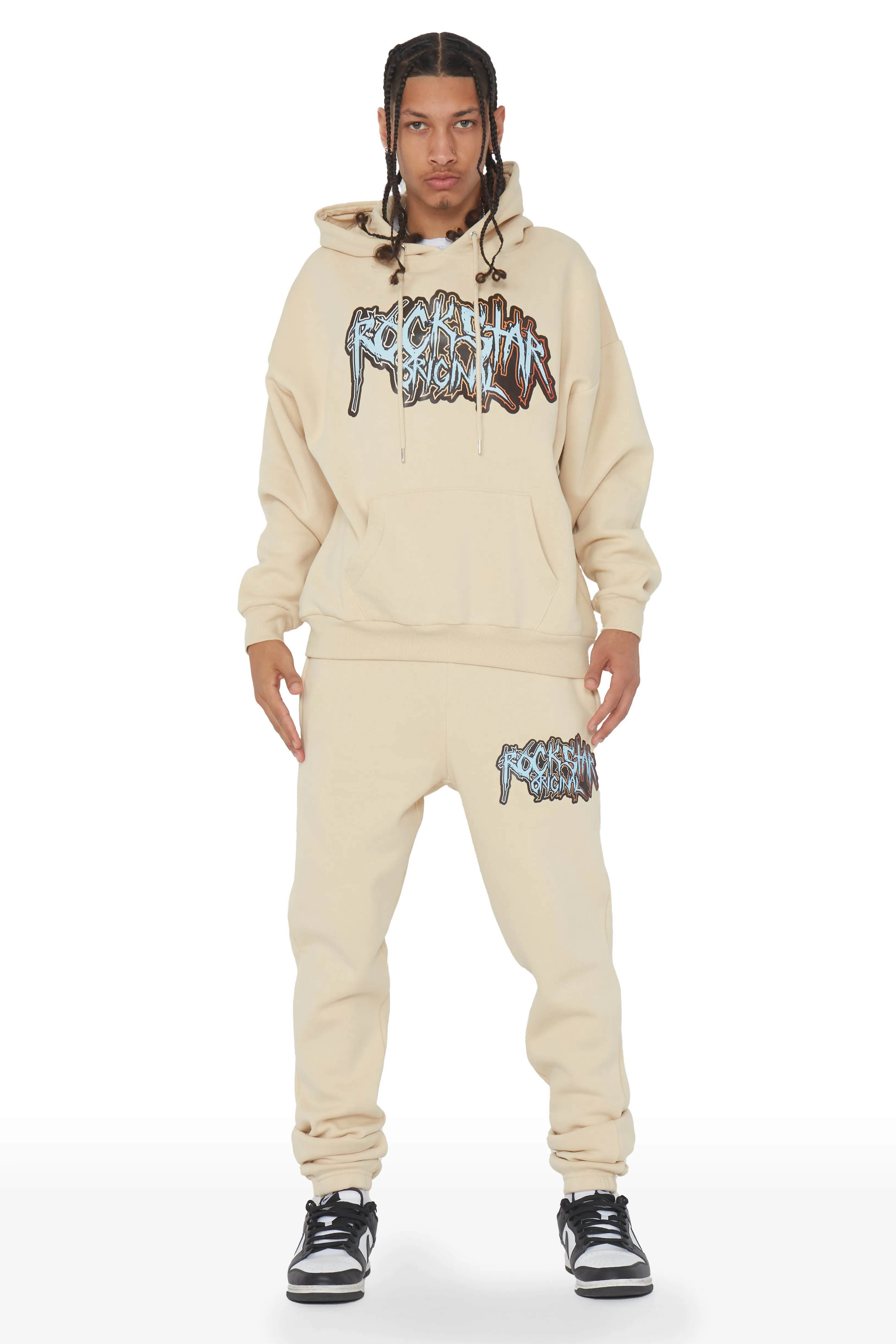 Andreas Beige Relaxed Fit Track Set sold by Rockstar Original product image thumbnail 4