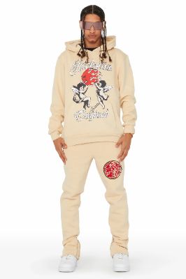 Angelo Beige Slim Fit Track Set sold by Rockstar Original