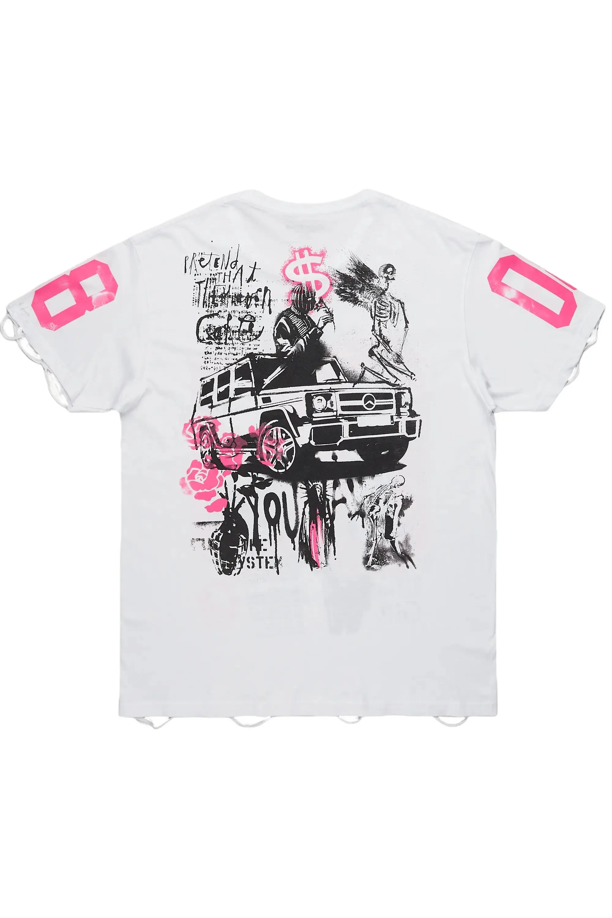 Kammile White/Pink Oversized T-Shirt sold by Rockstar Original product image thumbnail 3