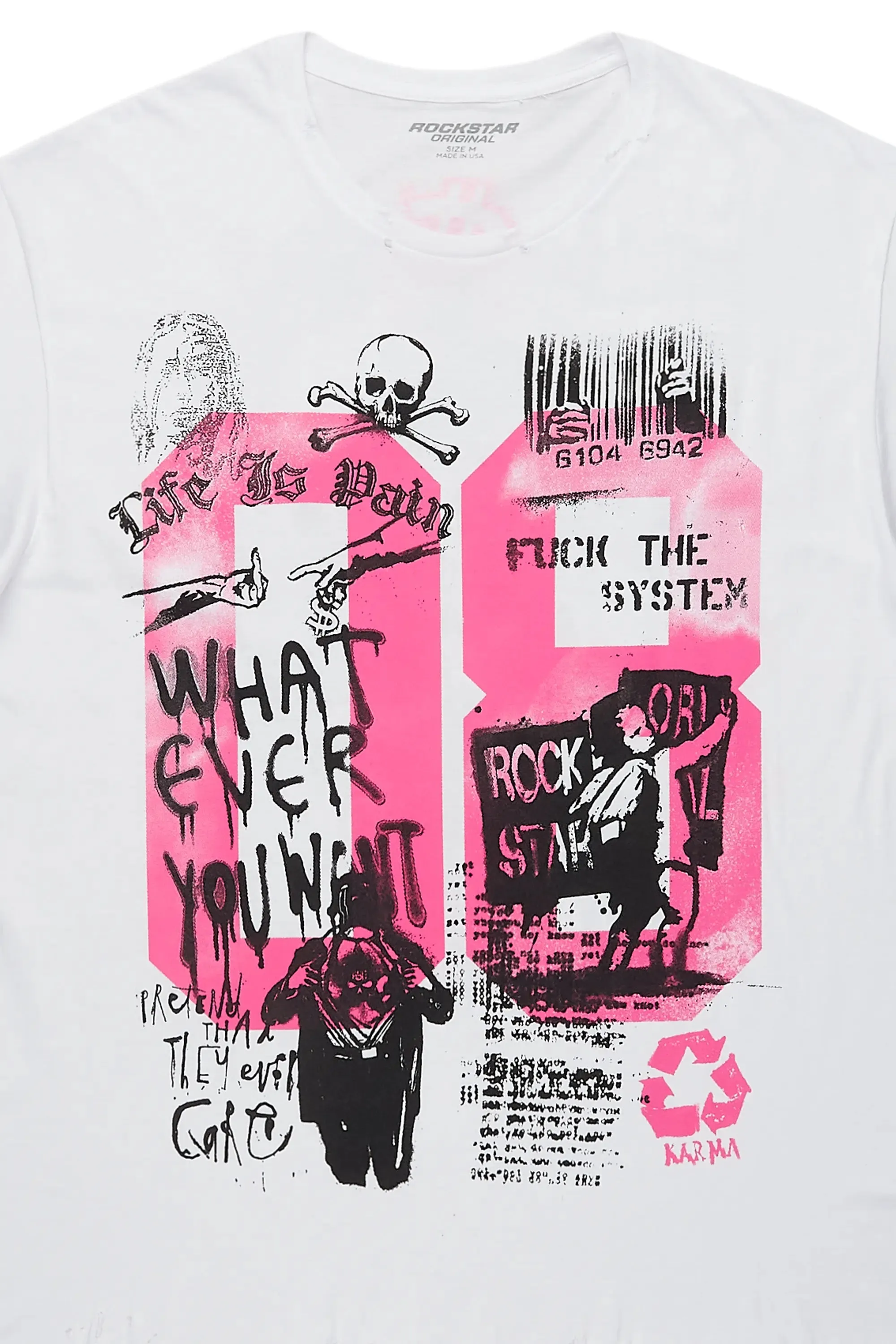 Kammile White/Pink Oversized T-Shirt sold by Rockstar Original product image thumbnail 2