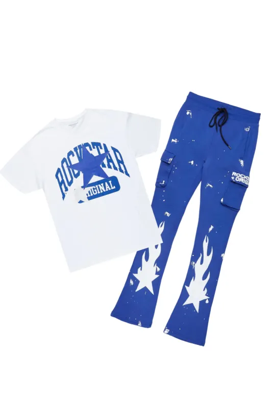 Mallor White/Royal T-Shirt/Cargo Stacked Track Set sold by Rockstar Original