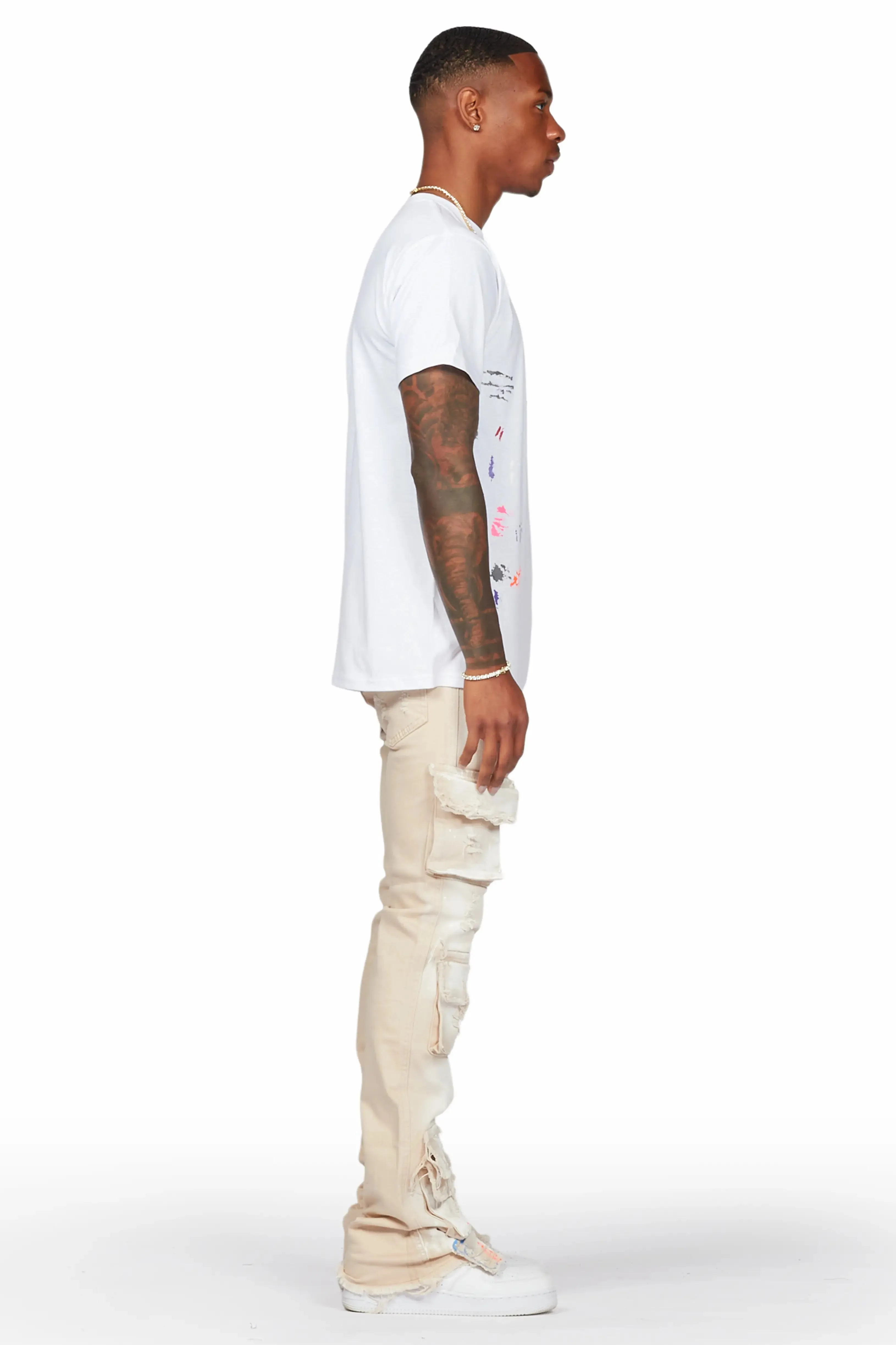 Parees Beige Painter Stacked Flare Jean sold by Rockstar Original product image thumbnail 3