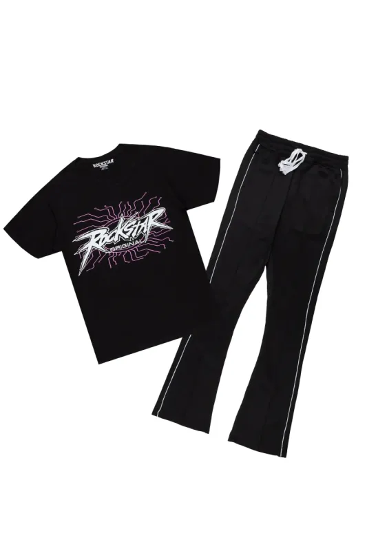 Race Black T-Shirt Stacked Flare Track Set sold by Rockstar Original
