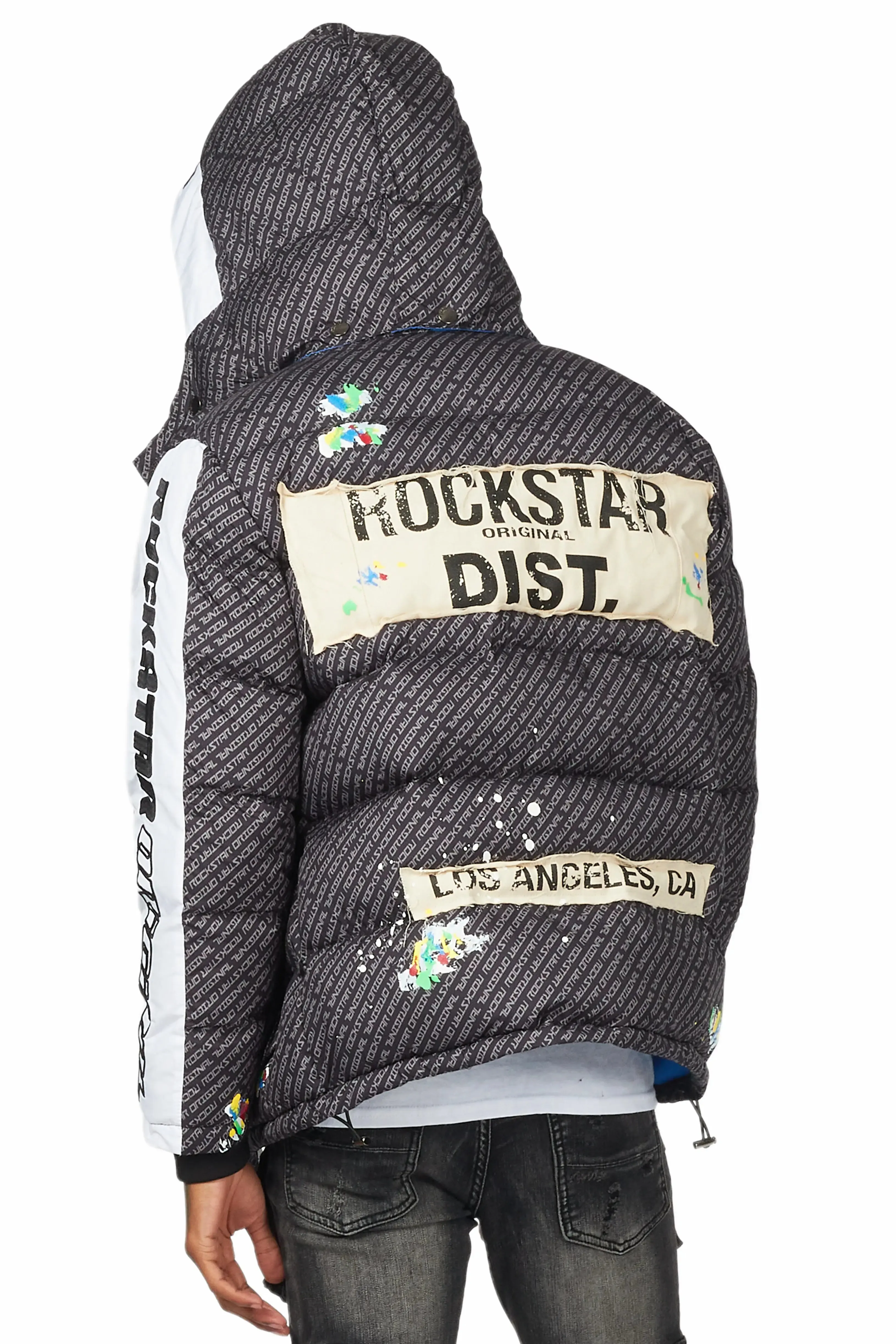 Connor Black Patchwork Puffer sold by Rockstar Original product image thumbnail 4