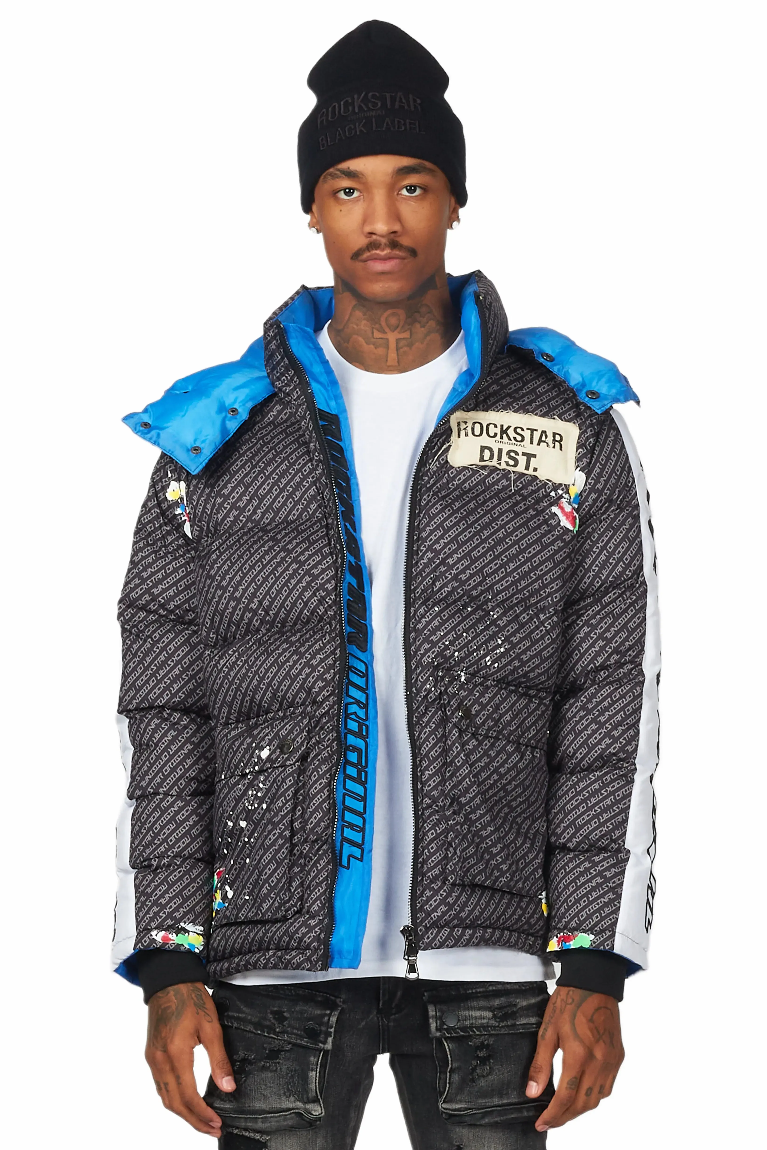 Connor Black Patchwork Puffer sold by Rockstar Original