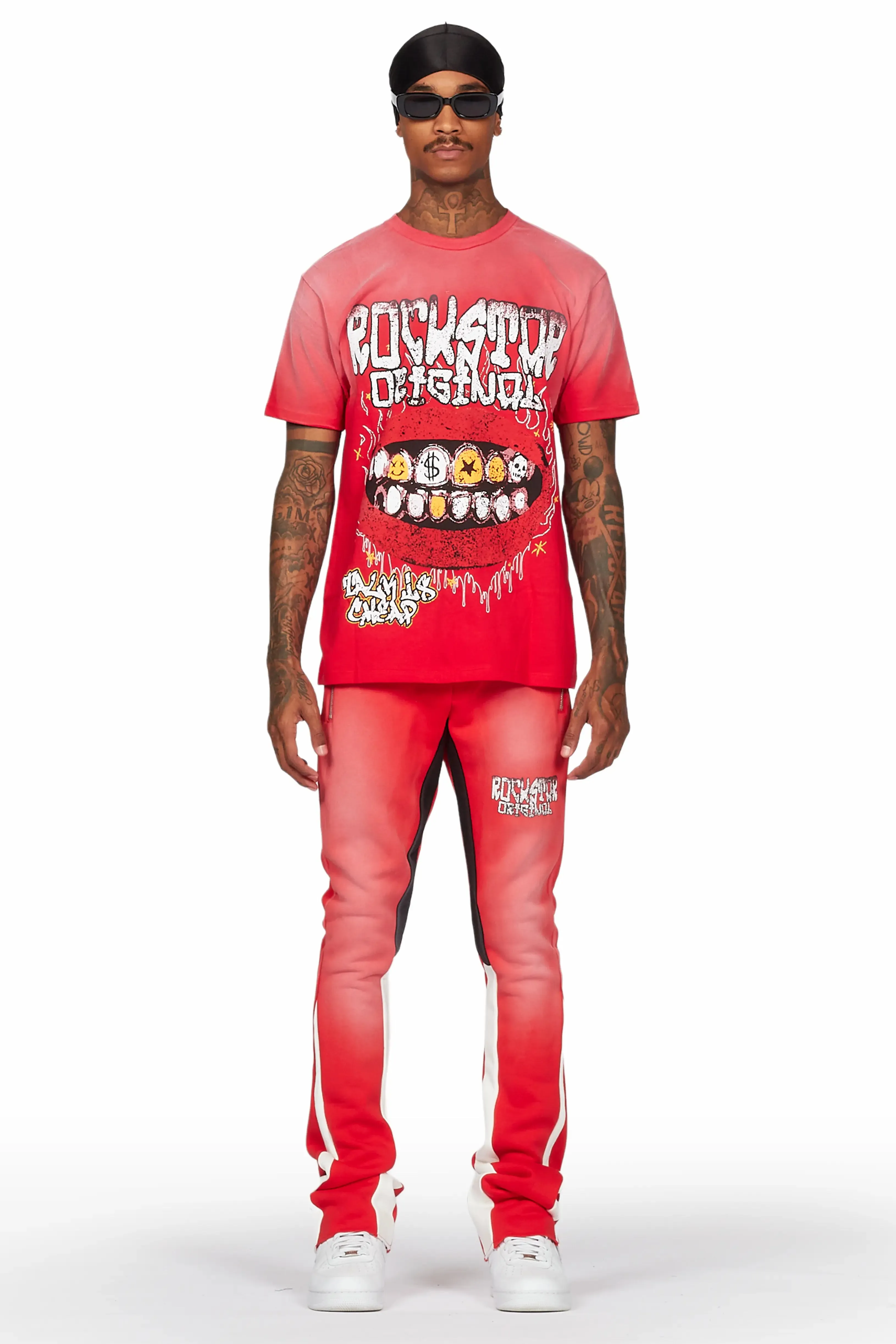 Kizzma Red T-Shirt/Stacked Flare Pant Set sold by Rockstar Original product image thumbnail 2