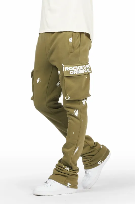 Radko Olive Stacked Flare Cargo Pants sold by Rockstar Original