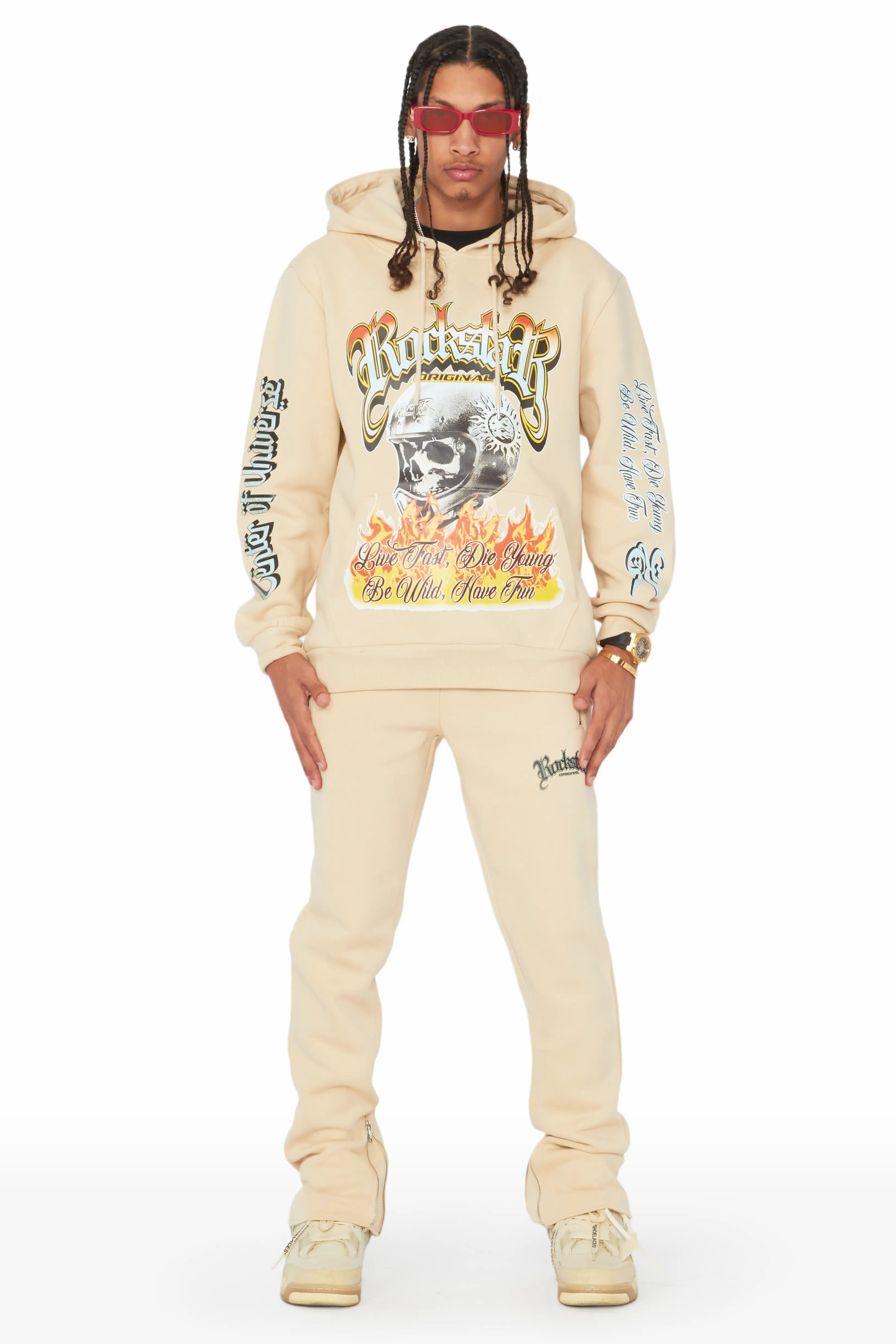 Alistair Beige Slim Fit Track Set sold by Rockstar Original