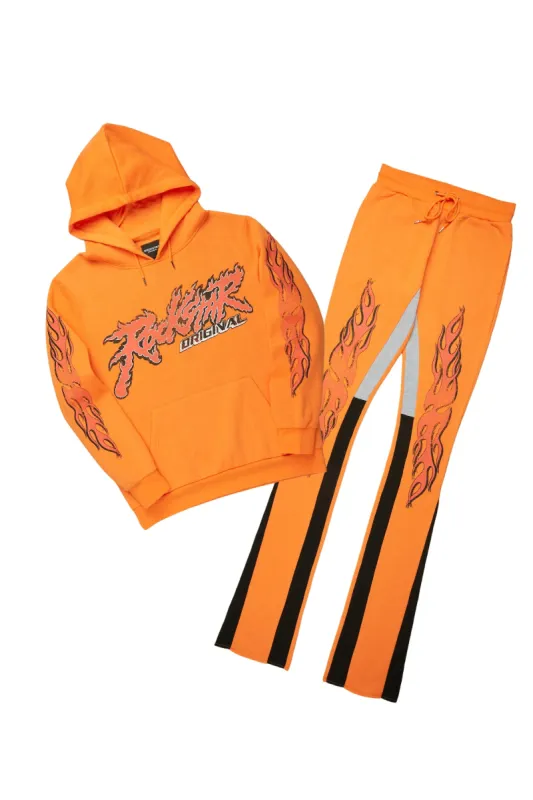 Yash Orange Super Stacked Flare Pant Set sold by Rockstar Original