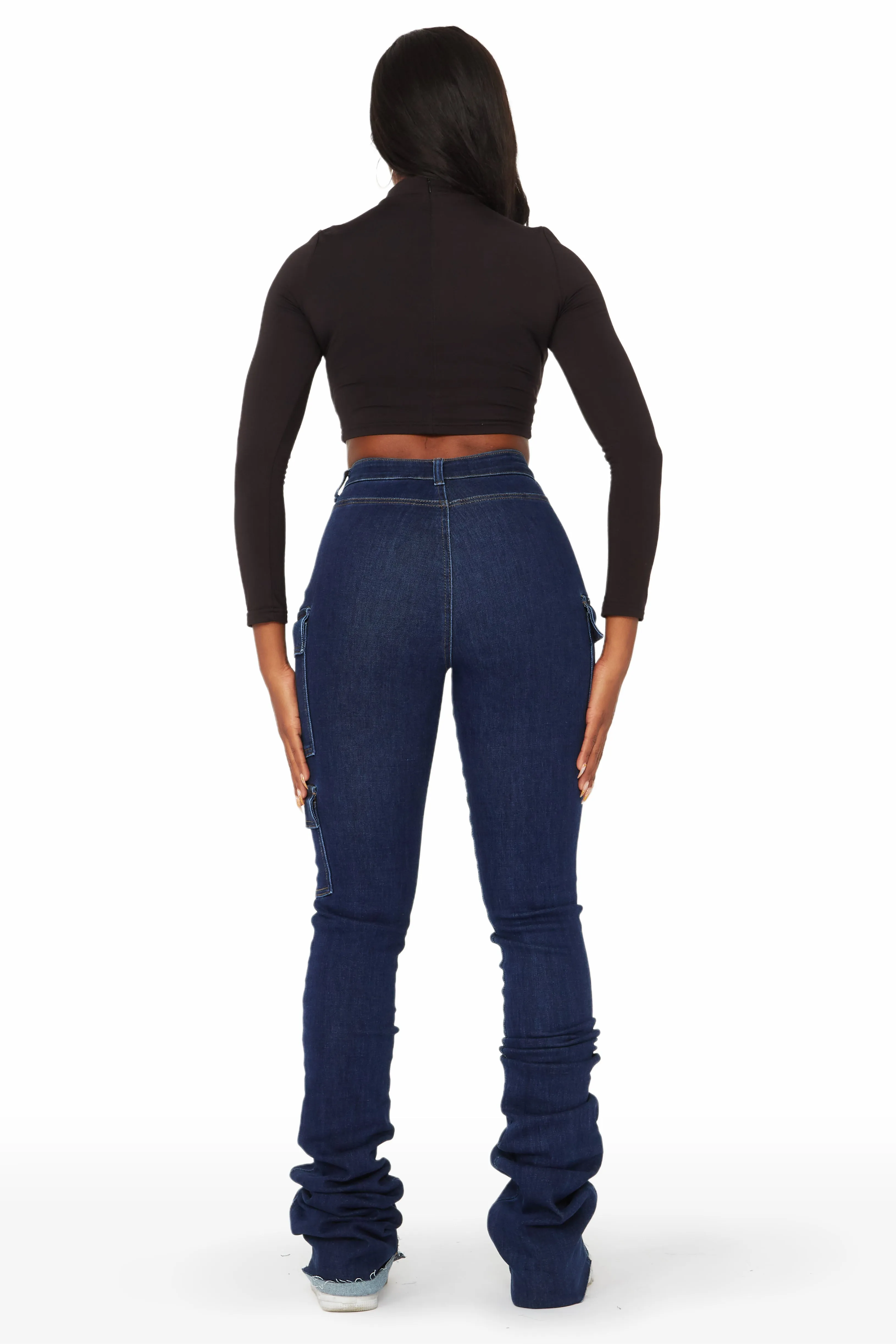 Vixen Dark Wash Cargo Super Stacked Jean sold by Rockstar Original product image thumbnail 5