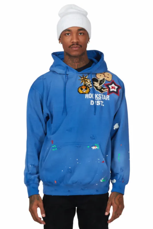 Samuel Royal Blue Patchwork Graphic Hoodie sold by Rockstar Original