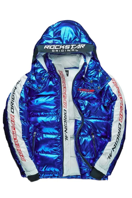 Metallic Royal Blue Alasia Puffer Jacket sold by Rockstar Original