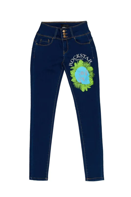 SKULL SKINNY JEAN-MED. WASH sold by Rockstar Original