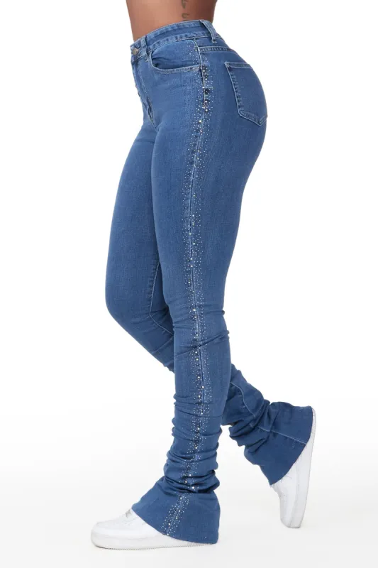 Elliana Med. Wash Rhinestone Detail Super Stacked Jean sold by Rockstar Original