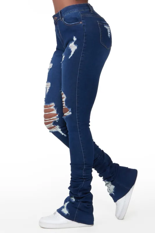 Giovanna Dark Wash Distressed Super Stacked Jean sold by Rockstar Original