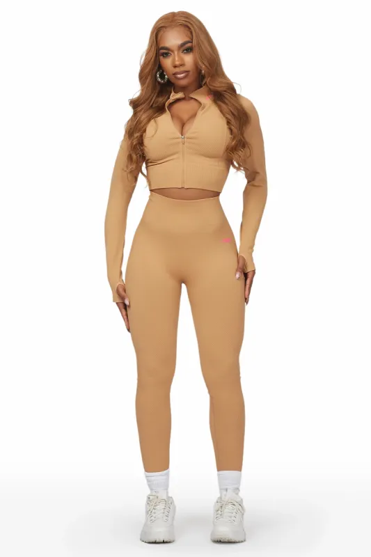 Nyala Tan Textured Active Set sold by Rockstar Original