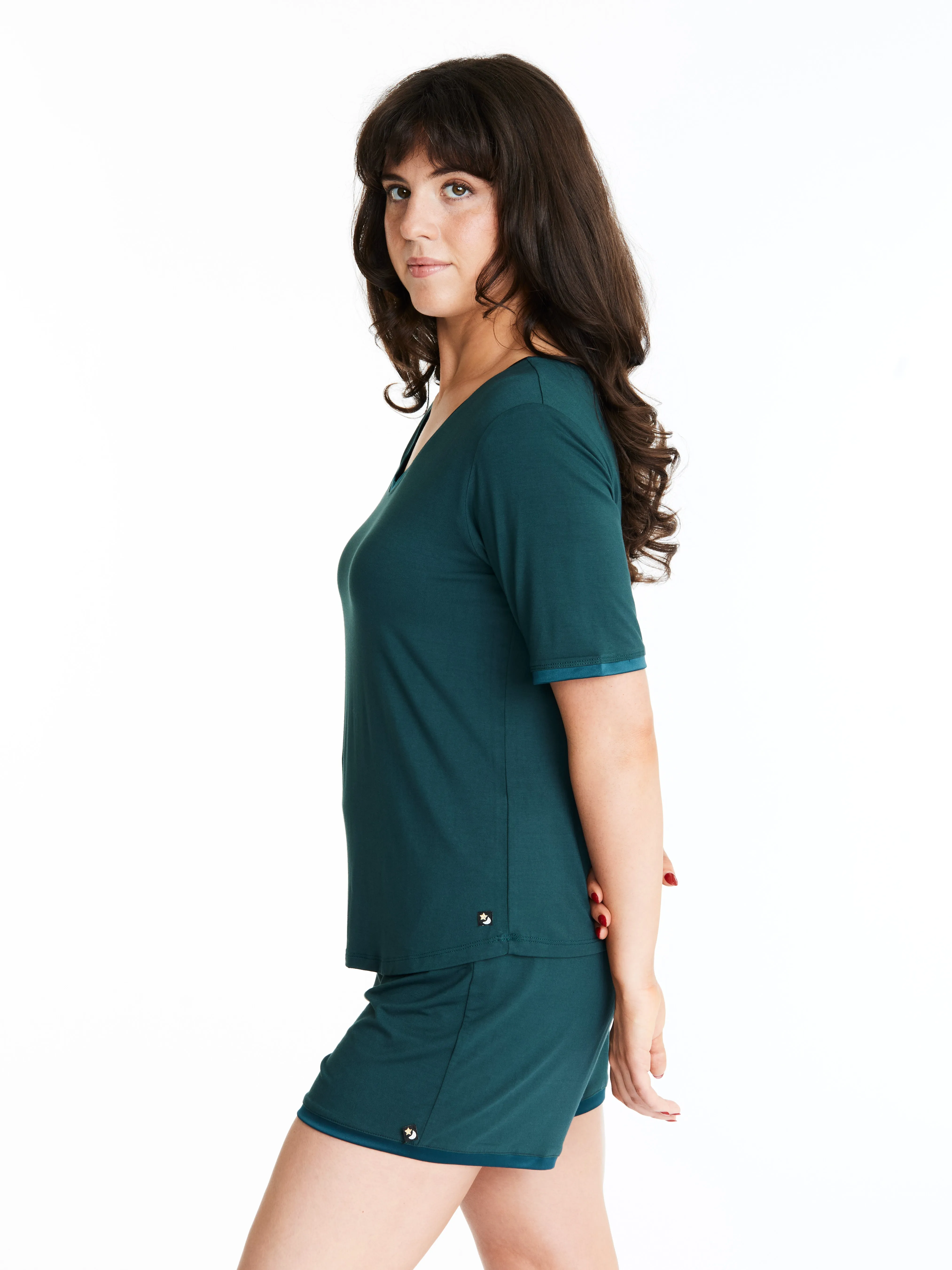 Scoop-neck T Shorts Set (with built-in support) - Dusky Jade sold by Midnighties product image thumbnail 2