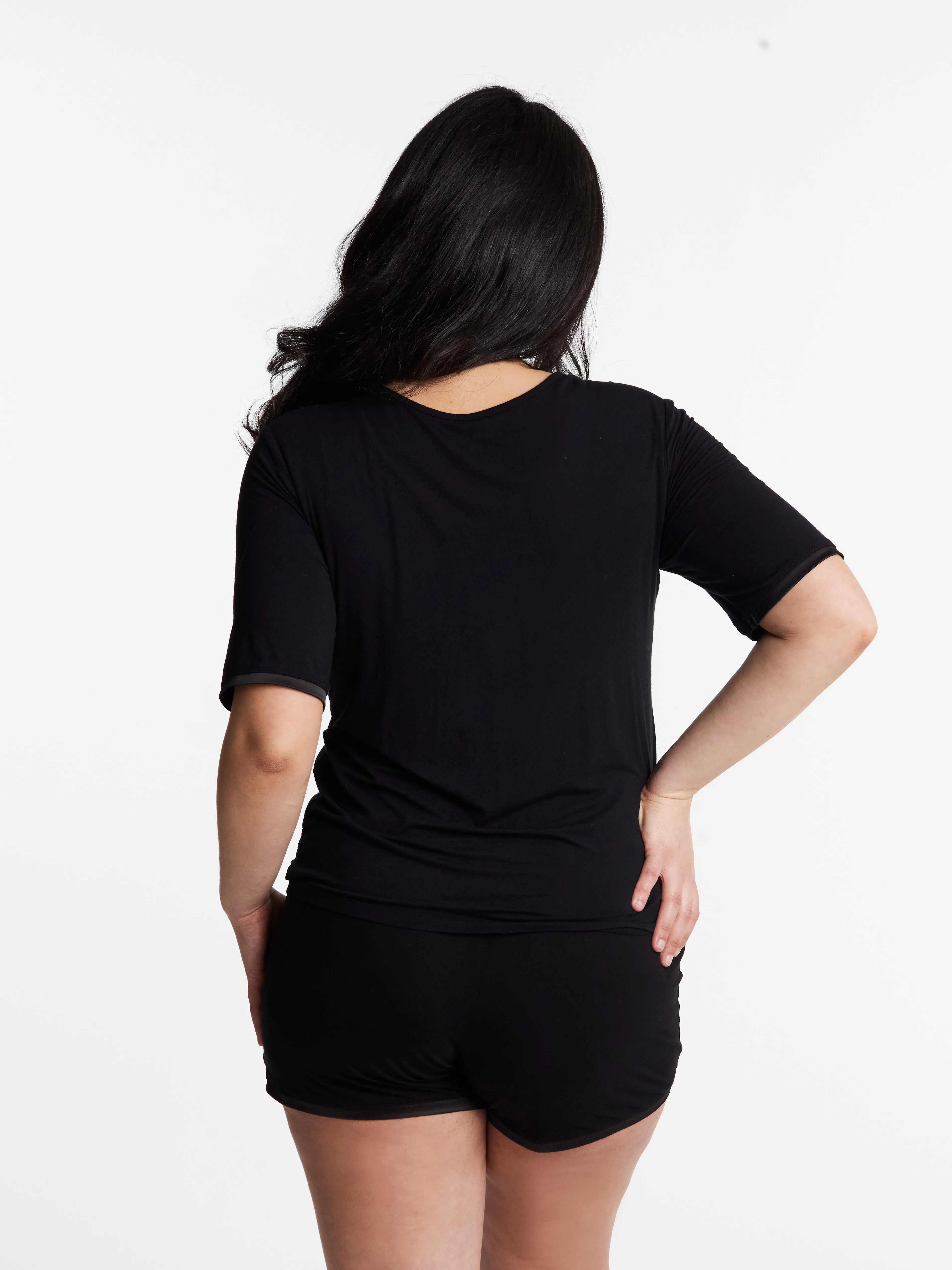 Scoop-neck T Shorts Set (with built-in support) - Midnight sold by Midnighties product image thumbnail 4