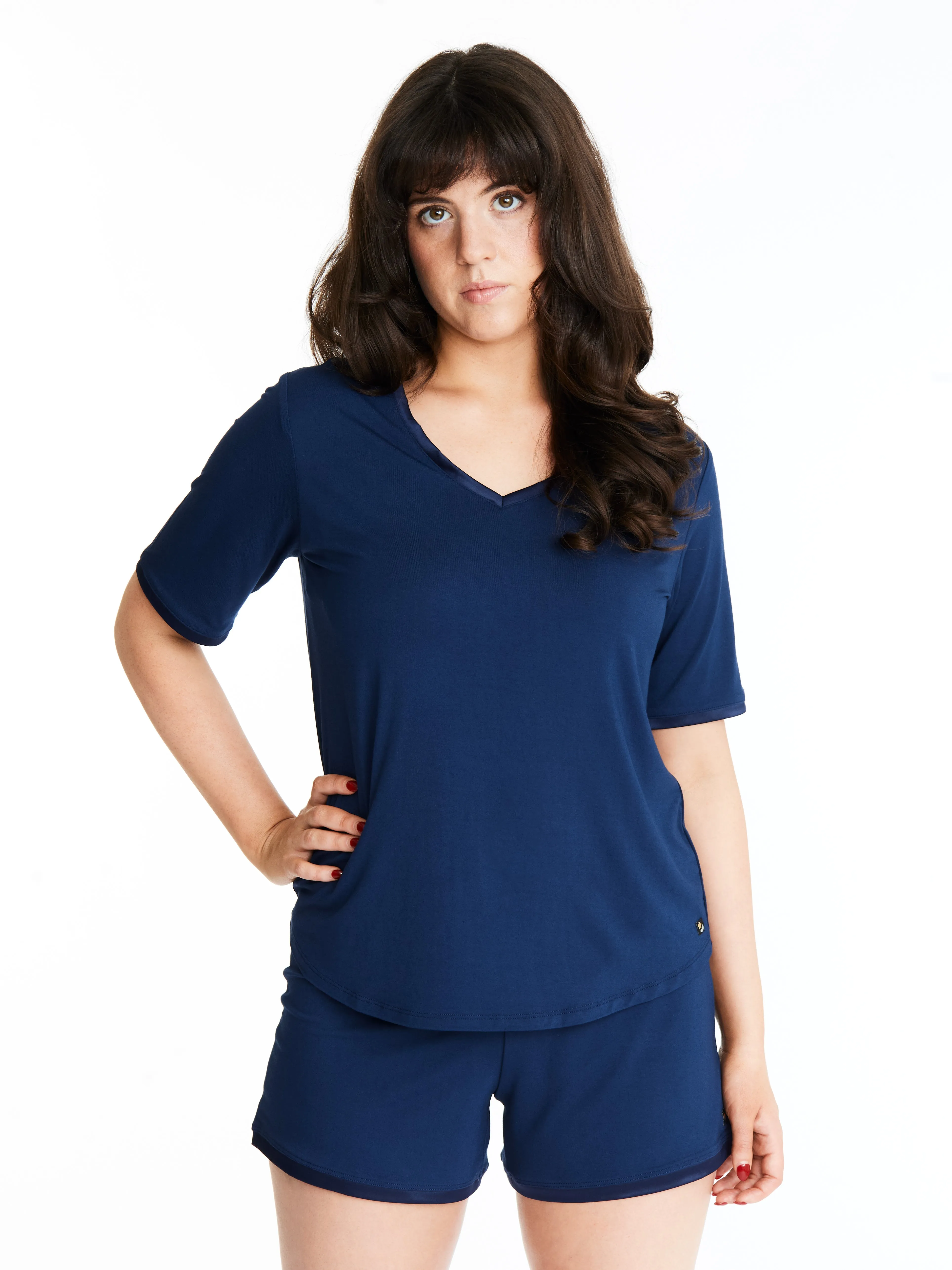 V-neck T with lightly padded, bra-like support, Bamboo sleepwear sold by Midnighties product image thumbnail 4
