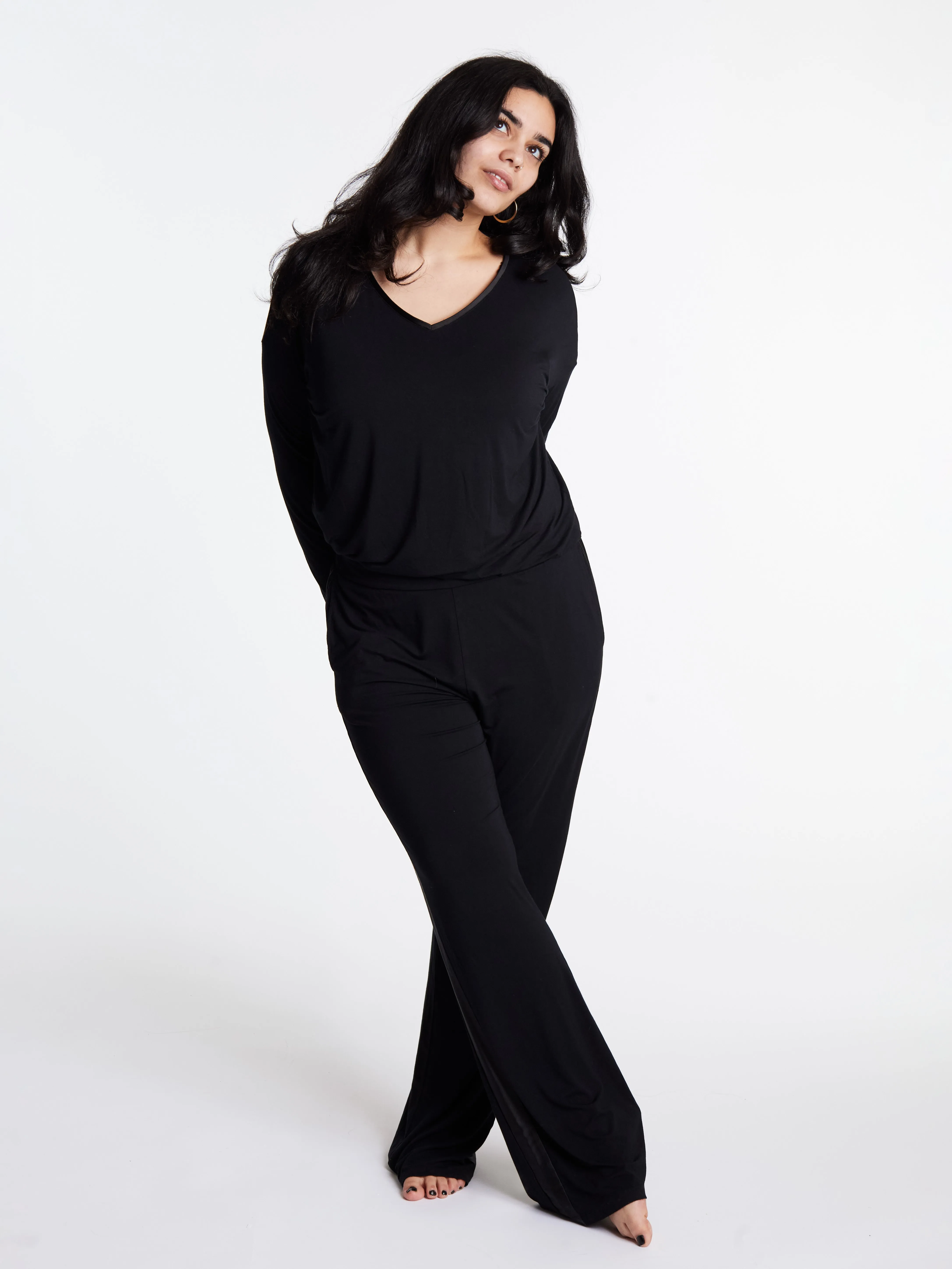 Tuxedo-striped Bamboo Lounge Set with Built-In Support - Midnight sold by Midnighties product image thumbnail 4