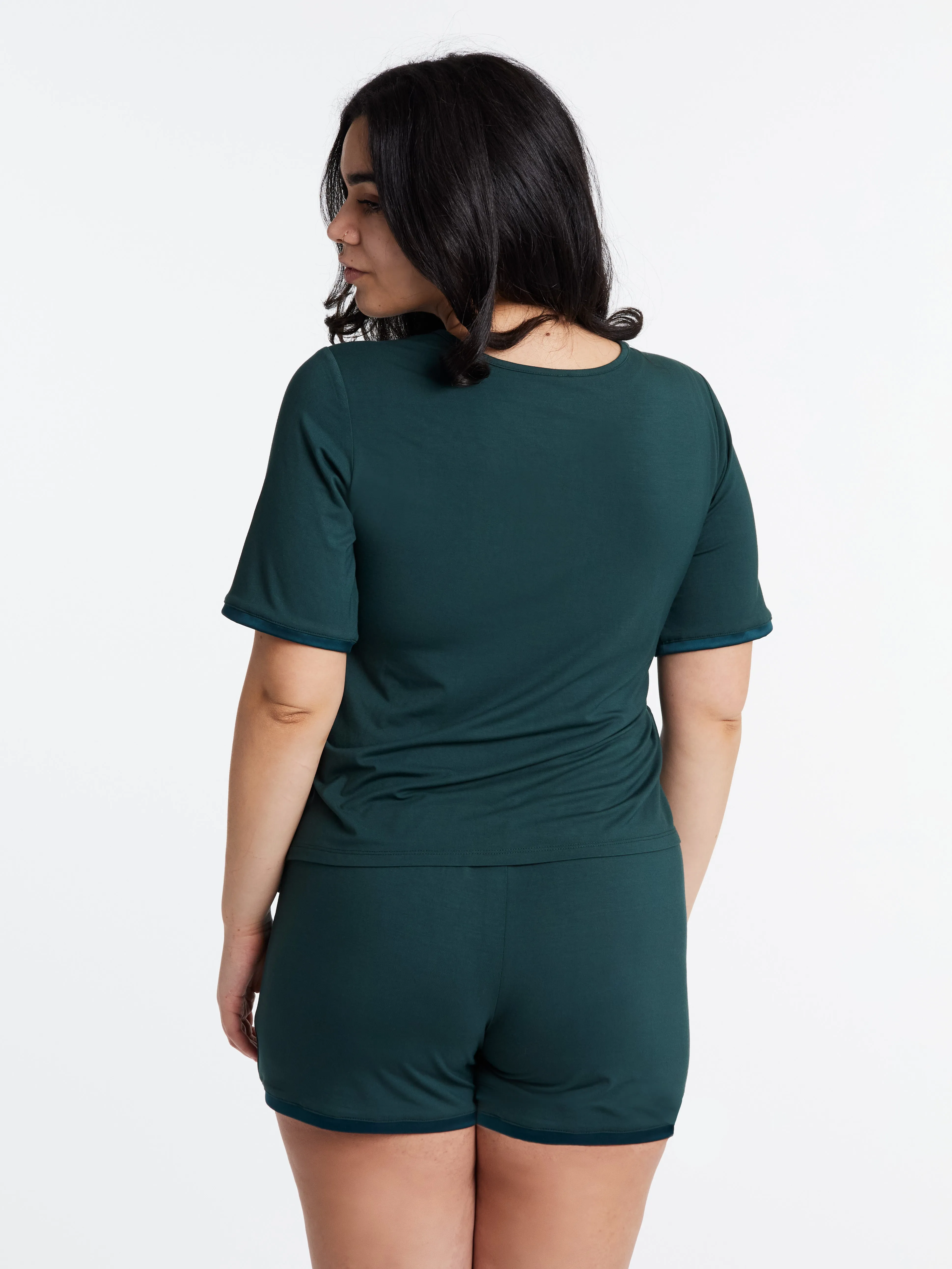 V-neck T Shorts Set (with built-in support) - Dusky Jade sold by Midnighties product image thumbnail 5