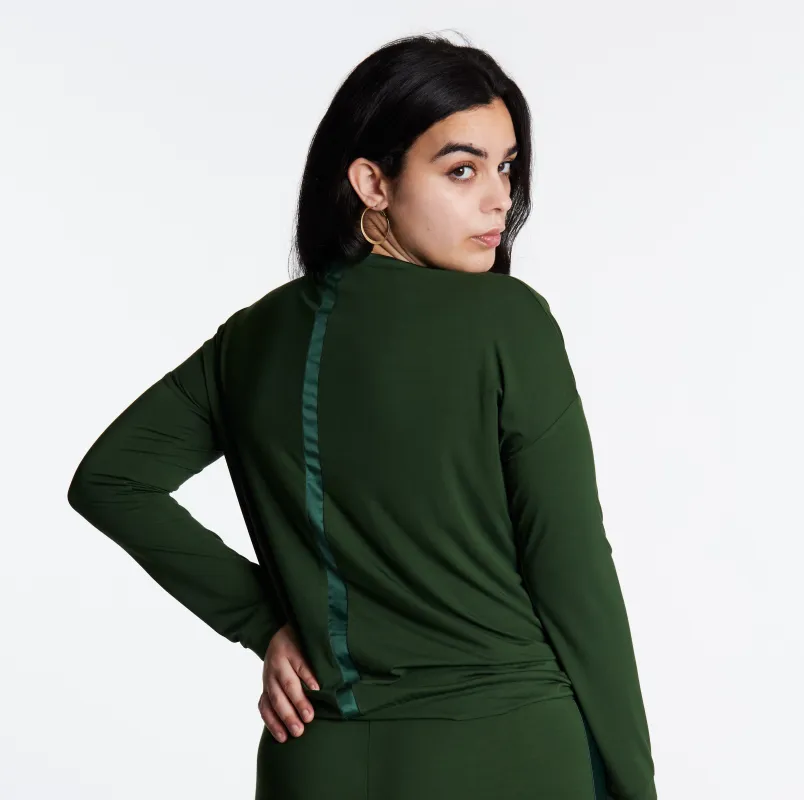 Tuxedo-striped Bamboo Top with Built-In Support sold by Midnighties