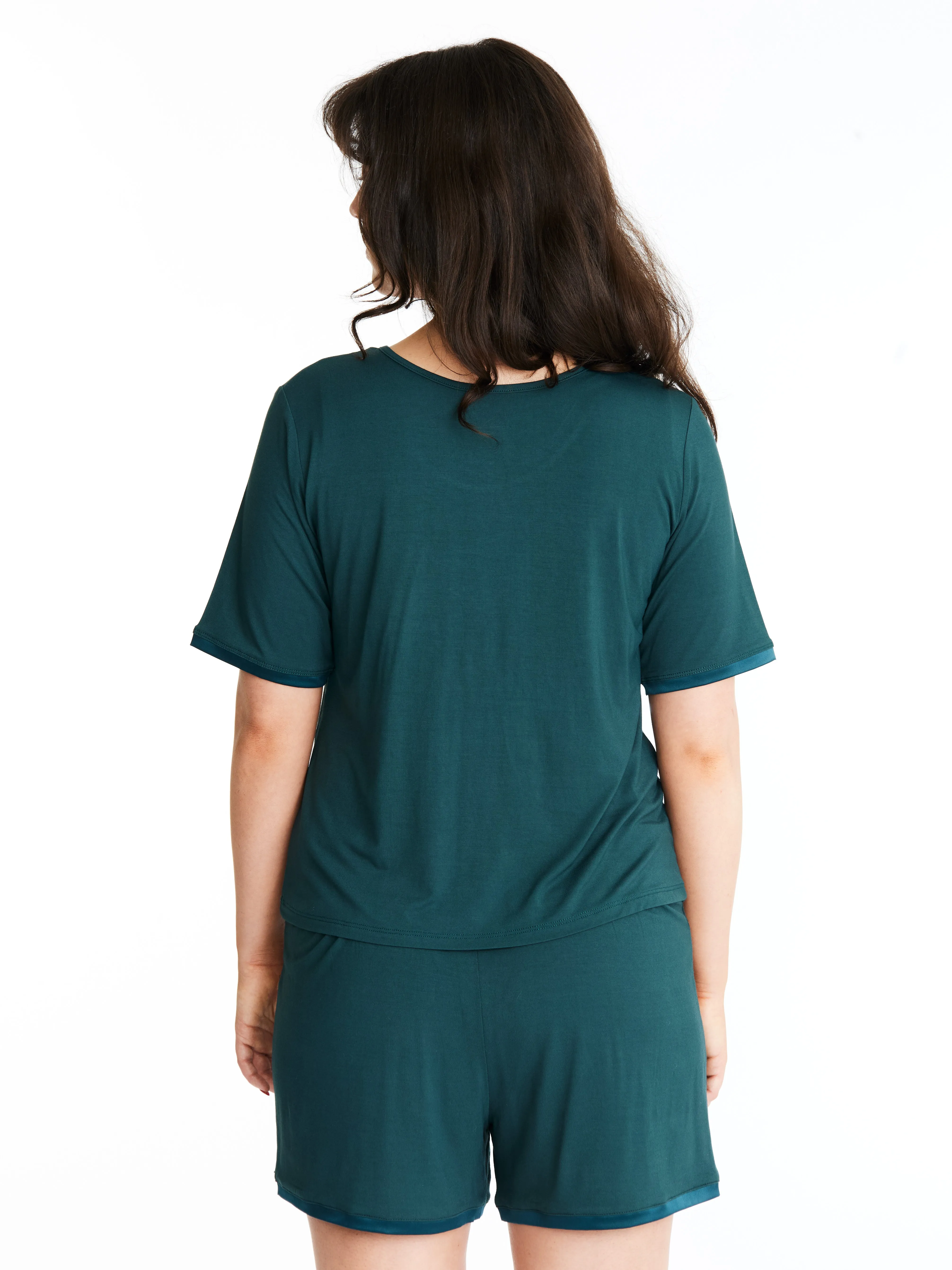 Scoop-neck T Shorts Set (with built-in support) - Dusky Jade sold by Midnighties product image thumbnail 5