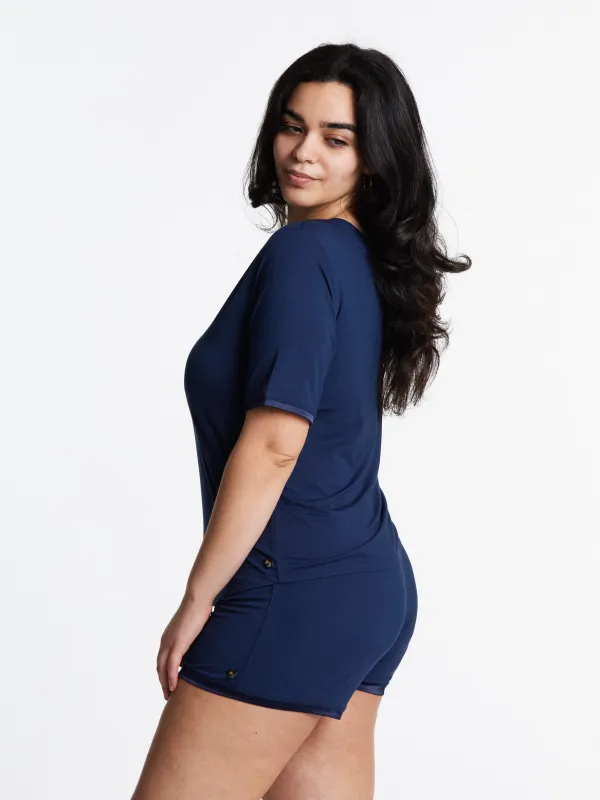 Scoop-neck T Shorts Set (with built-in support) - Night Sky sold by Midnighties