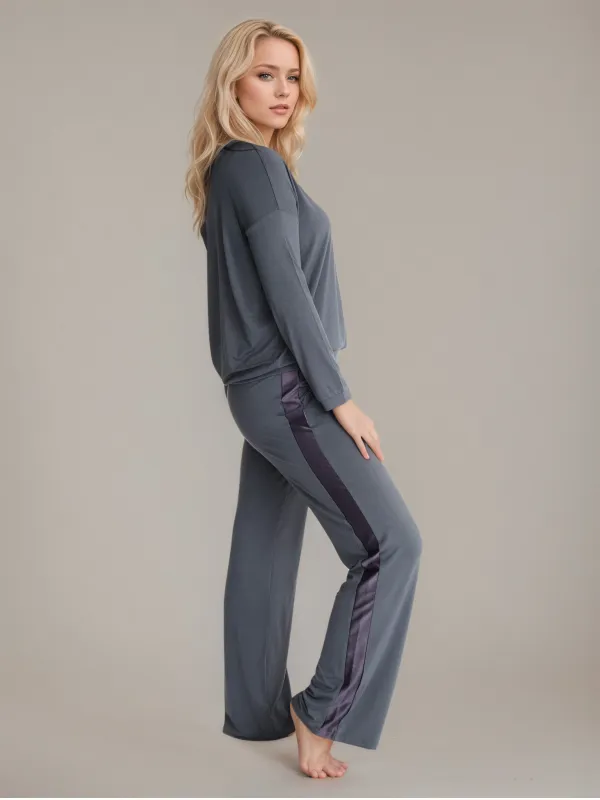 Tuxedo-striped Bamboo Lounge Set with Built-In Support - Moonshadow sold by Midnighties