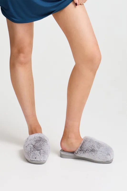 Demi Mule Slippers in Grey sold by Pretty You London