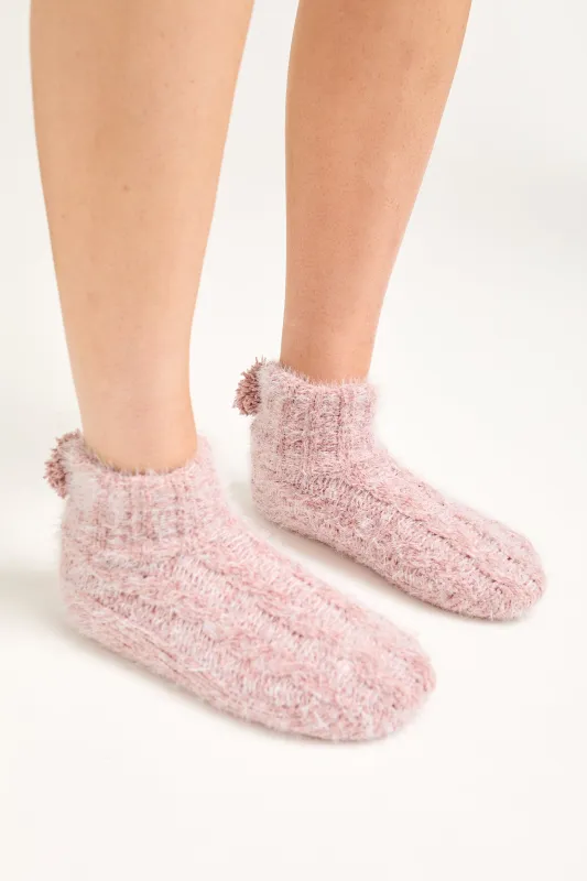 Slipper Sock Booties in Pink sold by Pretty You London