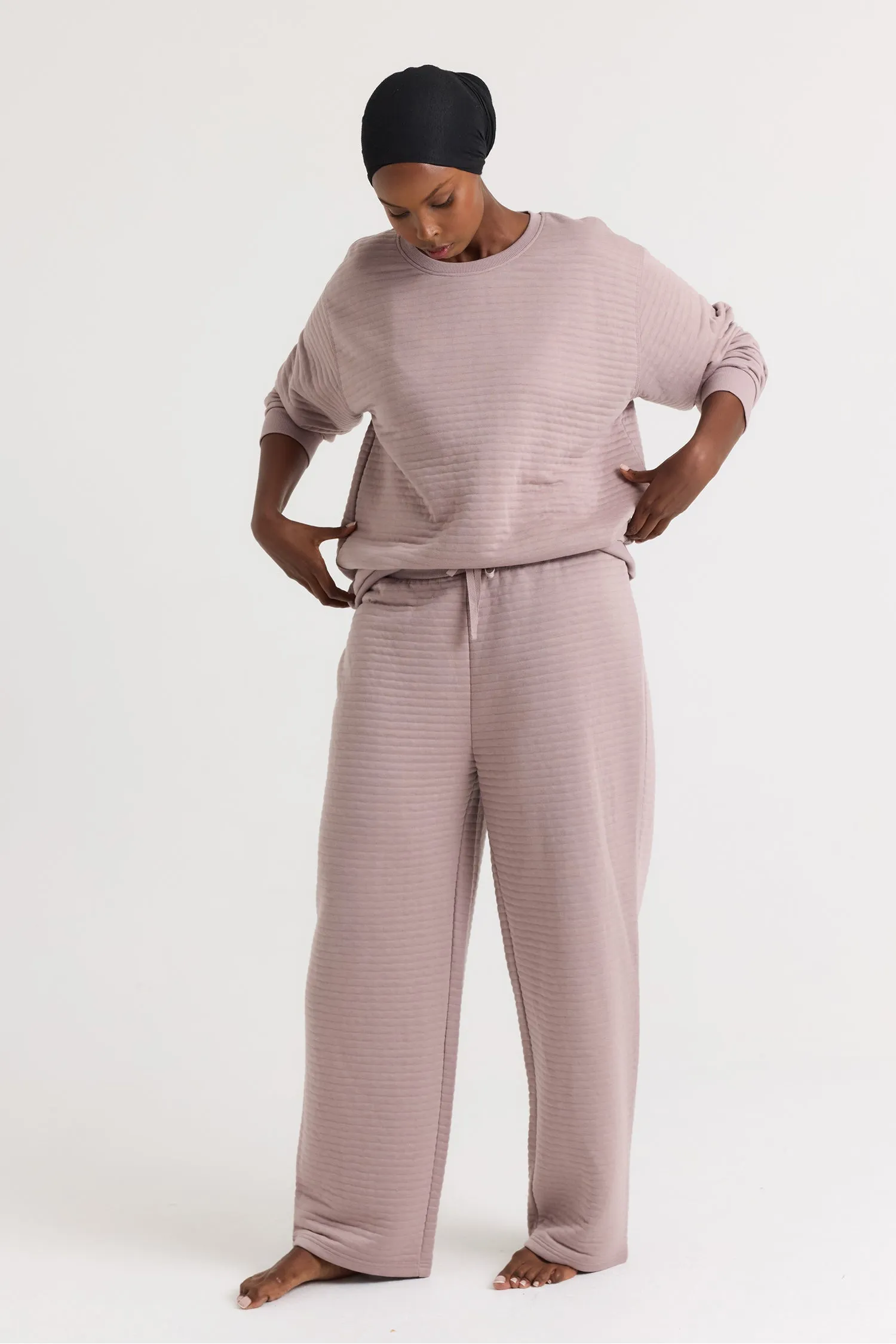 Quilted Jersey Lounge Set in Mink sold by Pretty You London product image thumbnail 4