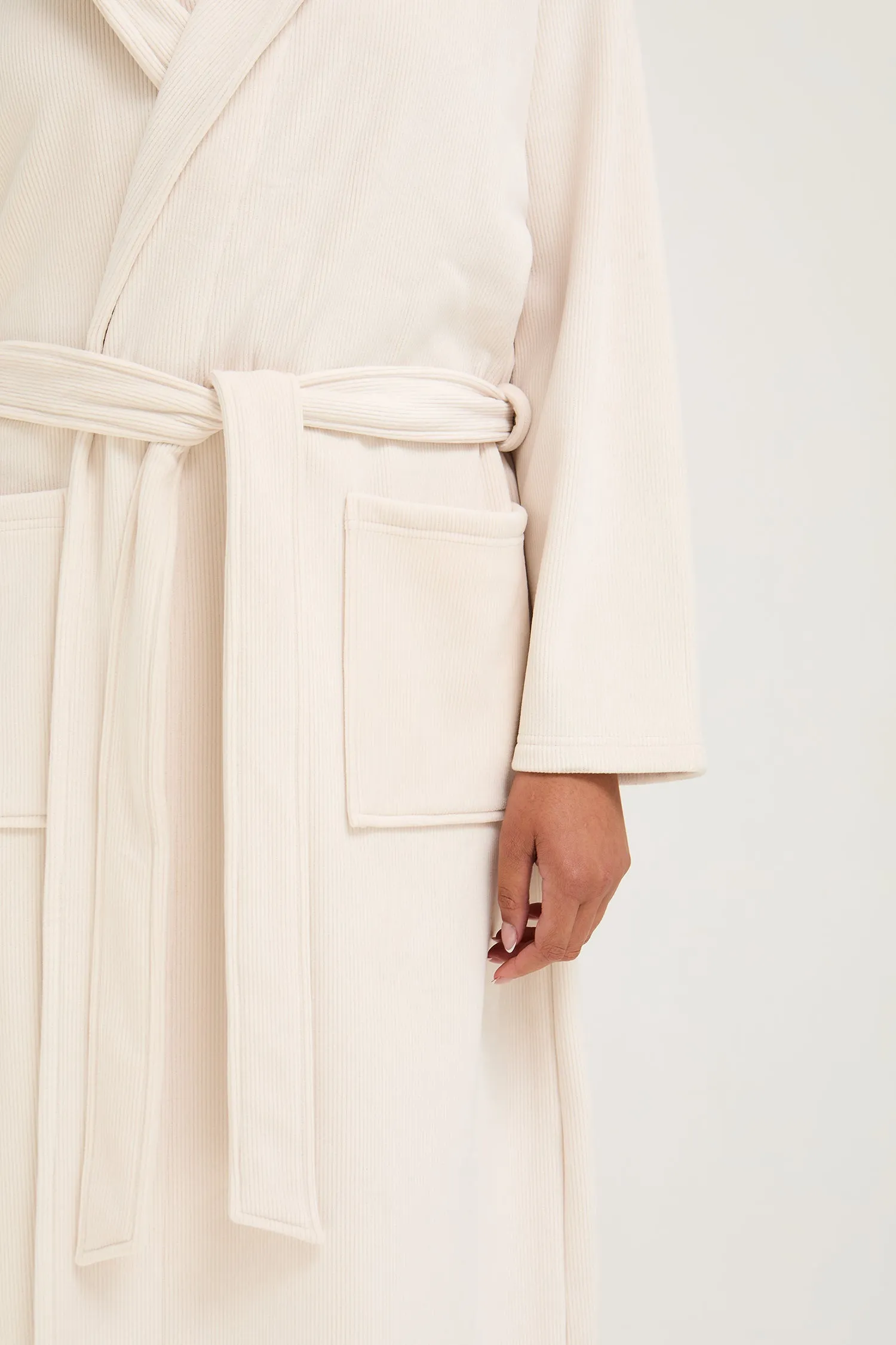 Ribbed Hooded Robe in Cream sold by Pretty You London product image thumbnail 2