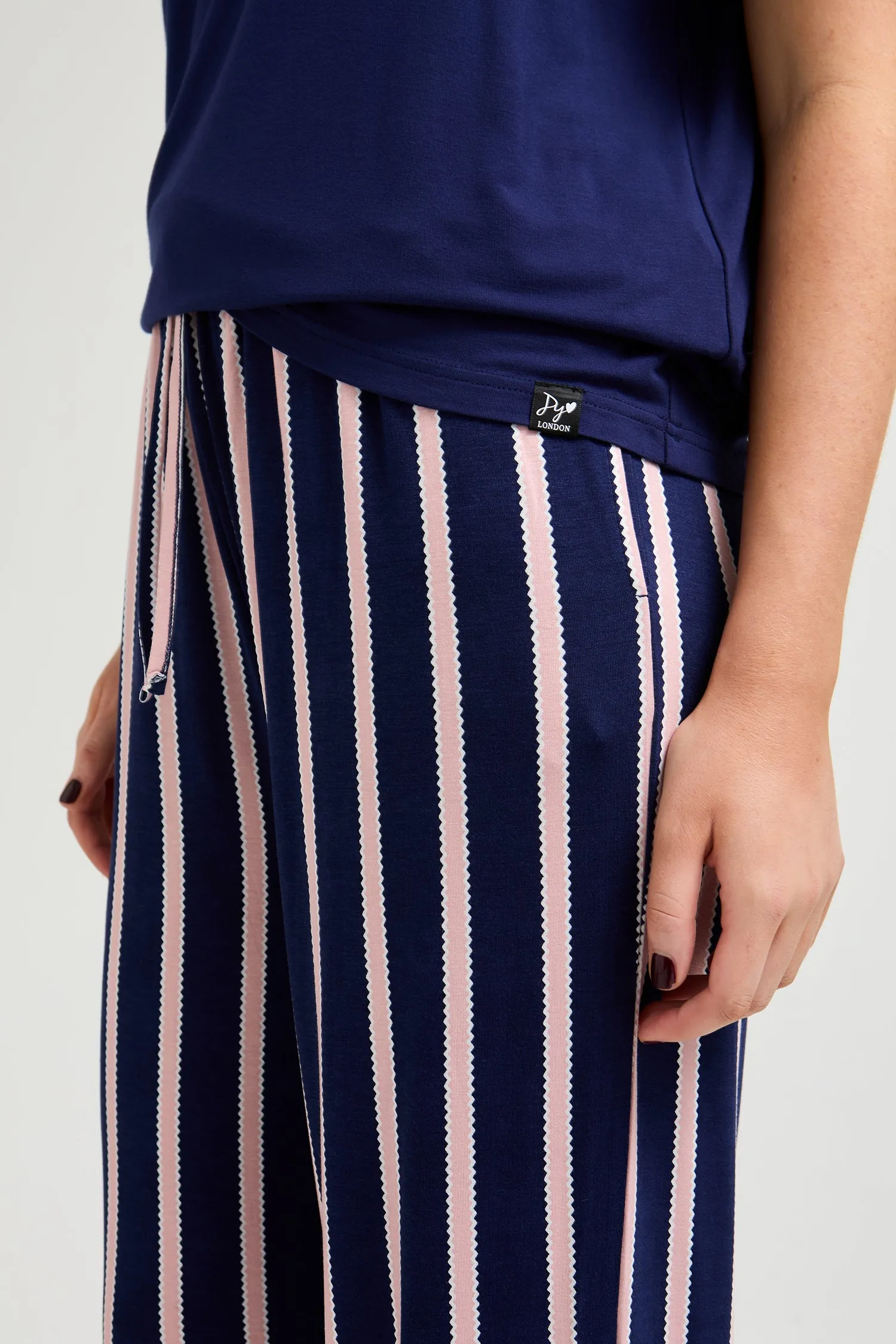 Bamboo Tee and Trouser Set in Midnight Stripe sold by Pretty You London product image thumbnail 2