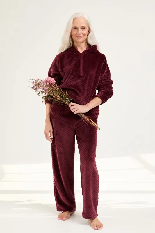 Cosy Chevron Lounge Suit in Maroon sold by Pretty You London