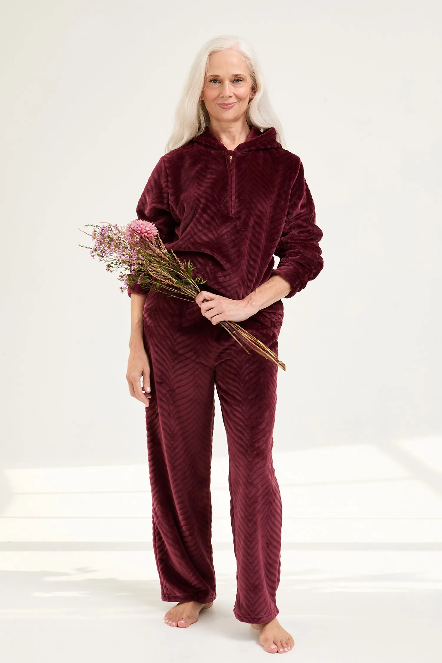 Cosy Chevron Lounge Suit in Maroon sold by Pretty You London