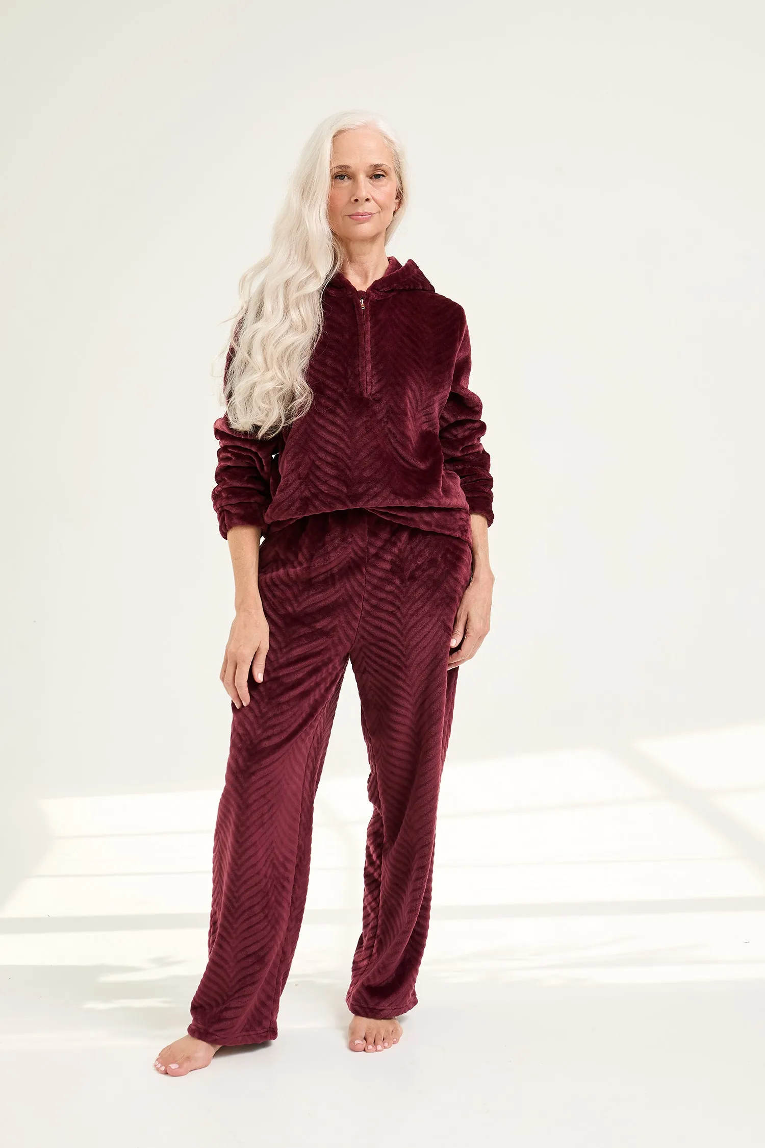 Cosy Chevron Lounge Suit in Maroon sold by Pretty You London product image thumbnail 5