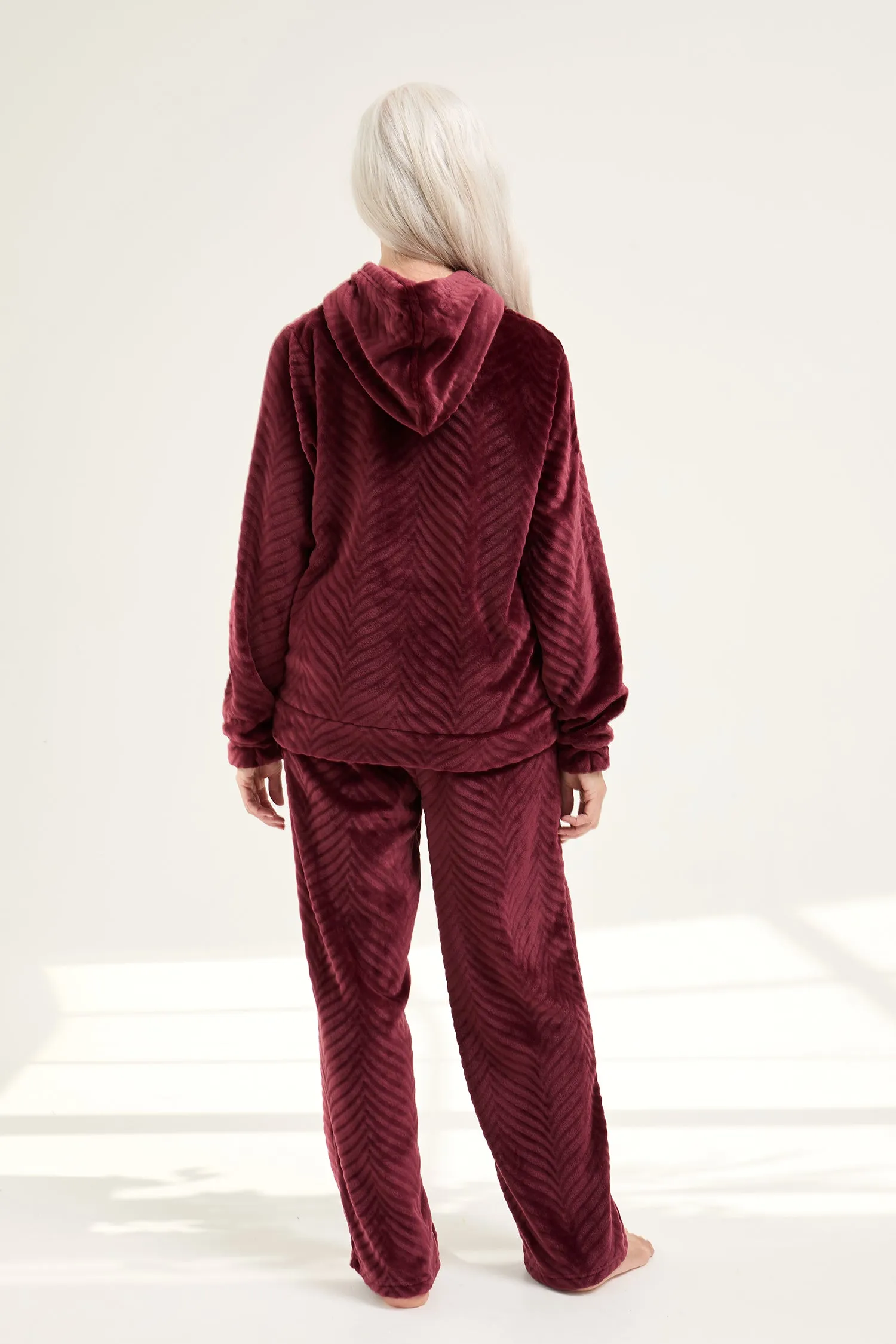 Cosy Chevron Lounge Suit in Maroon sold by Pretty You London product image thumbnail 3