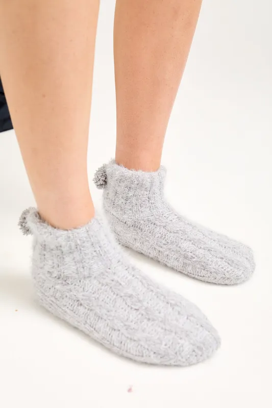 Slipper Sock Booties in Grey sold by Pretty You London
