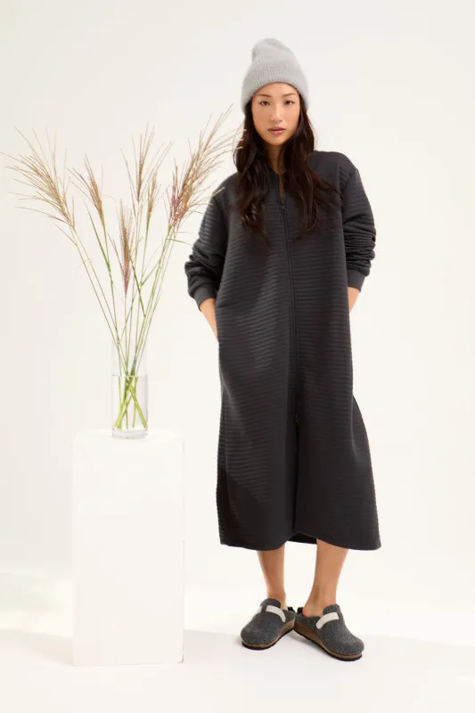 Quilted Jersey Housecoat in Charcoal sold by Pretty You London