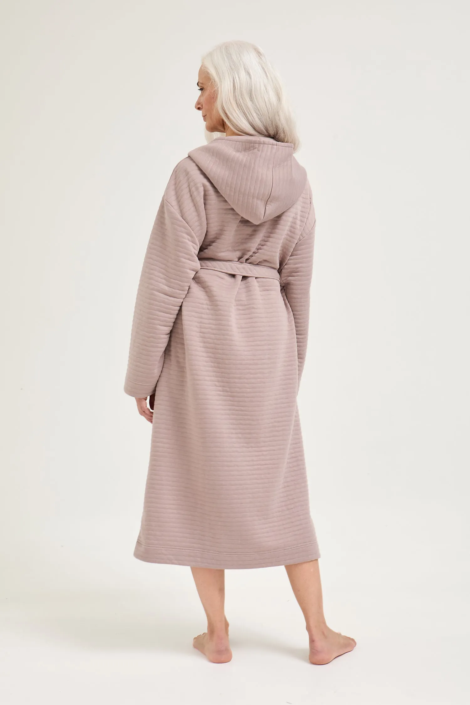 Quilted Jersey Hooded Robe in Mink sold by Pretty You London product image thumbnail 3