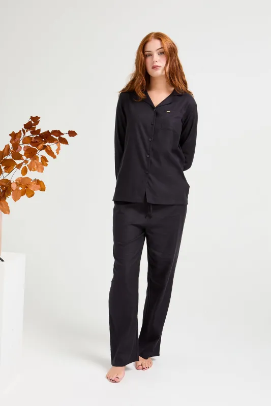 Cotton Modal Long Pyjama Set in Raven sold by Pretty You London