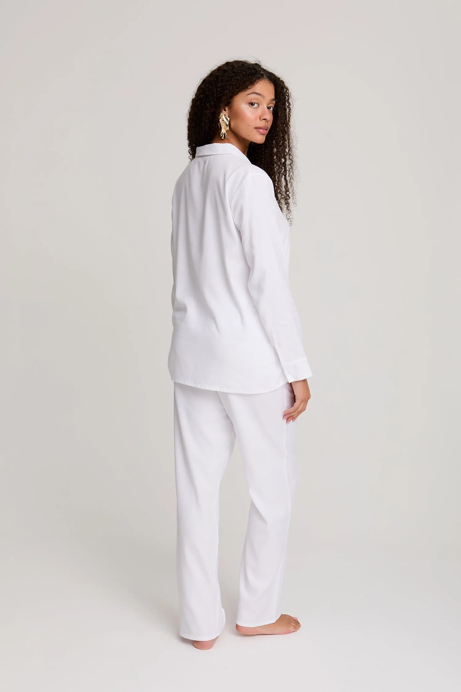 Cotton Modal Long Pyjama Set in White sold by Pretty You London product image thumbnail 3