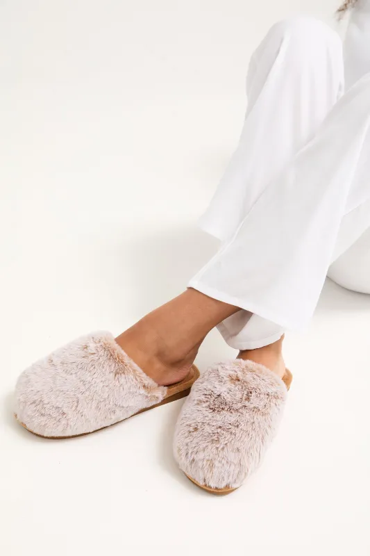 Demi Mule Slippers in Caramel sold by Pretty You London